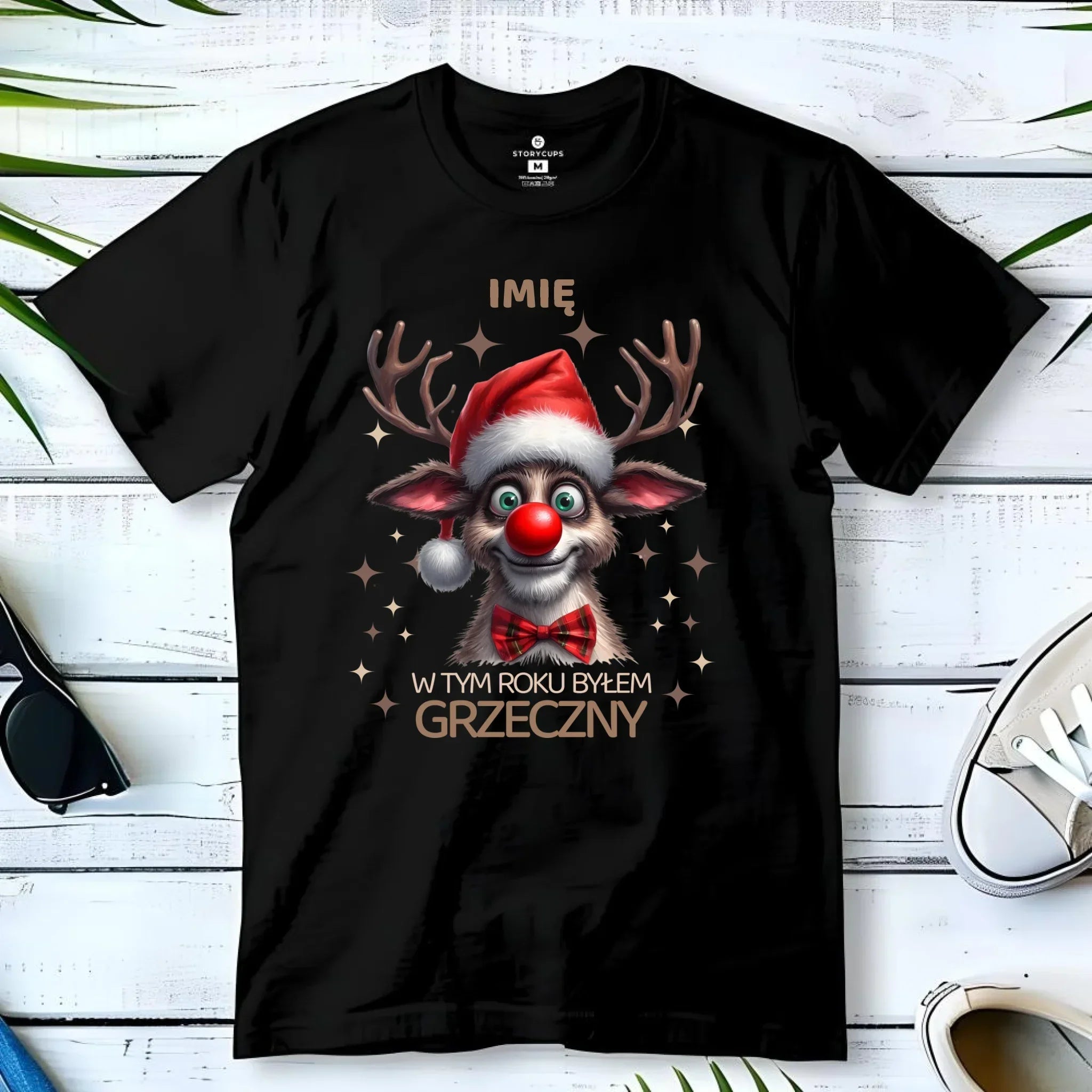 Koszulka męska świąteczna - Renifer W tym roku byłem grzeczny - personalizowana BN96 - StoryCups.pl