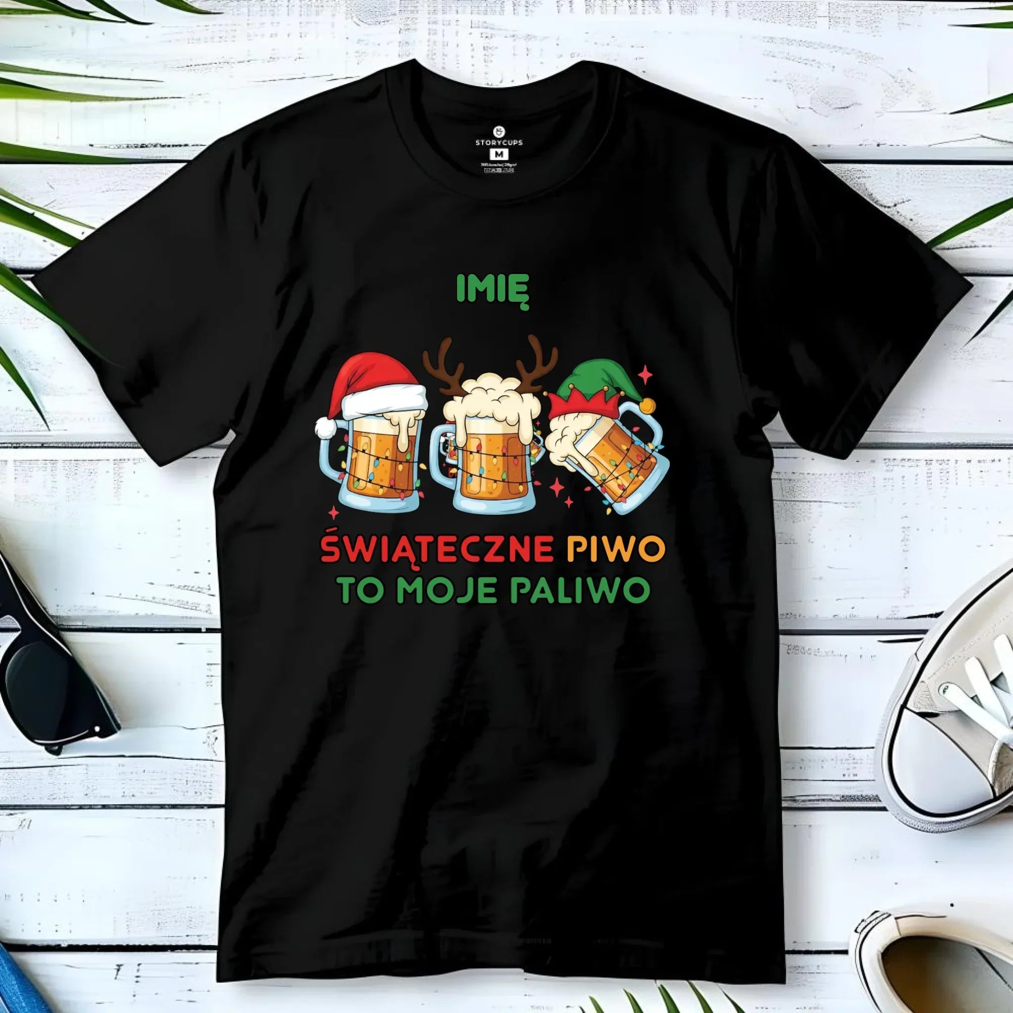 Koszulka męska świąteczna - Świąteczne piwo to moje paliwo - personalizowana BN119 - StoryCups.pl