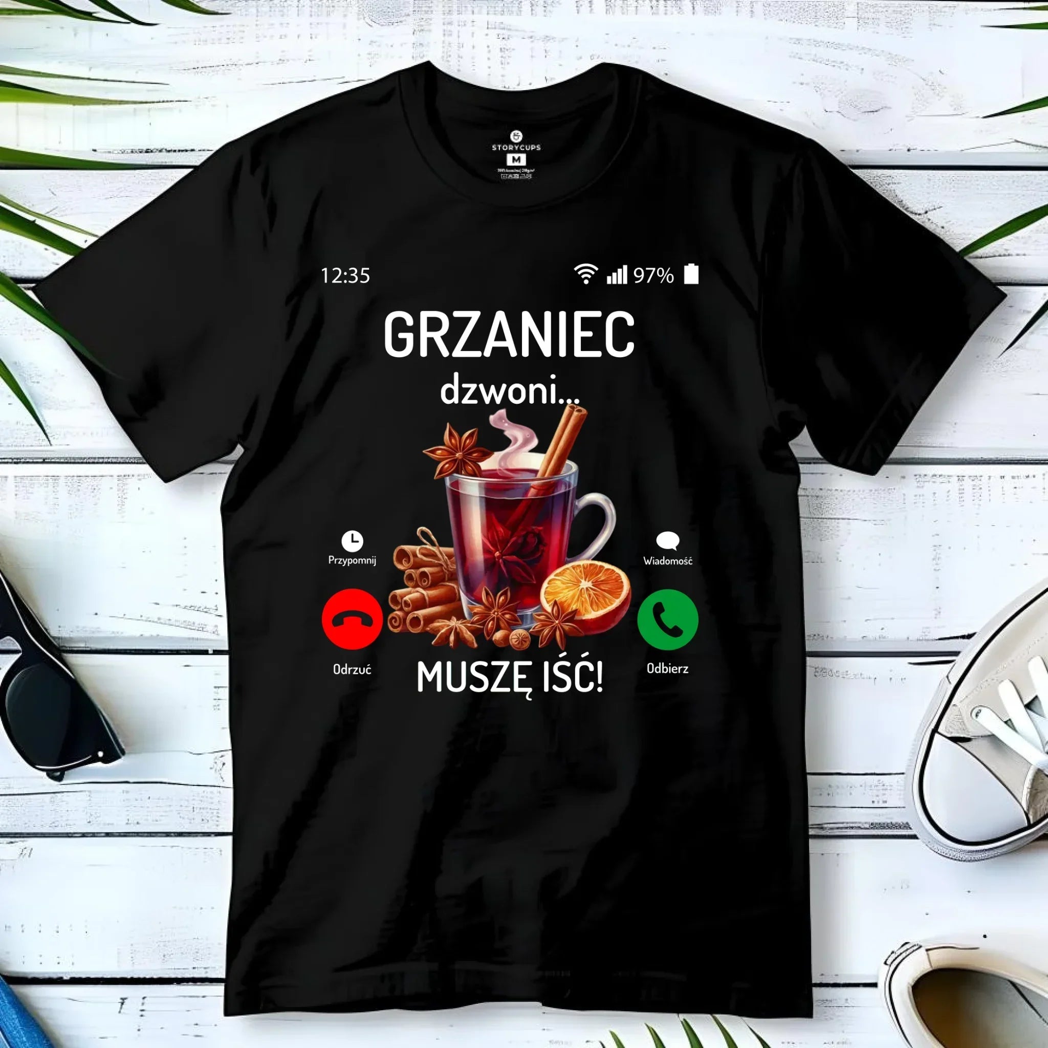 Koszulka męska świąteczna - Grzaniec dzwoni, muszę iść BN127 - StoryCups.pl