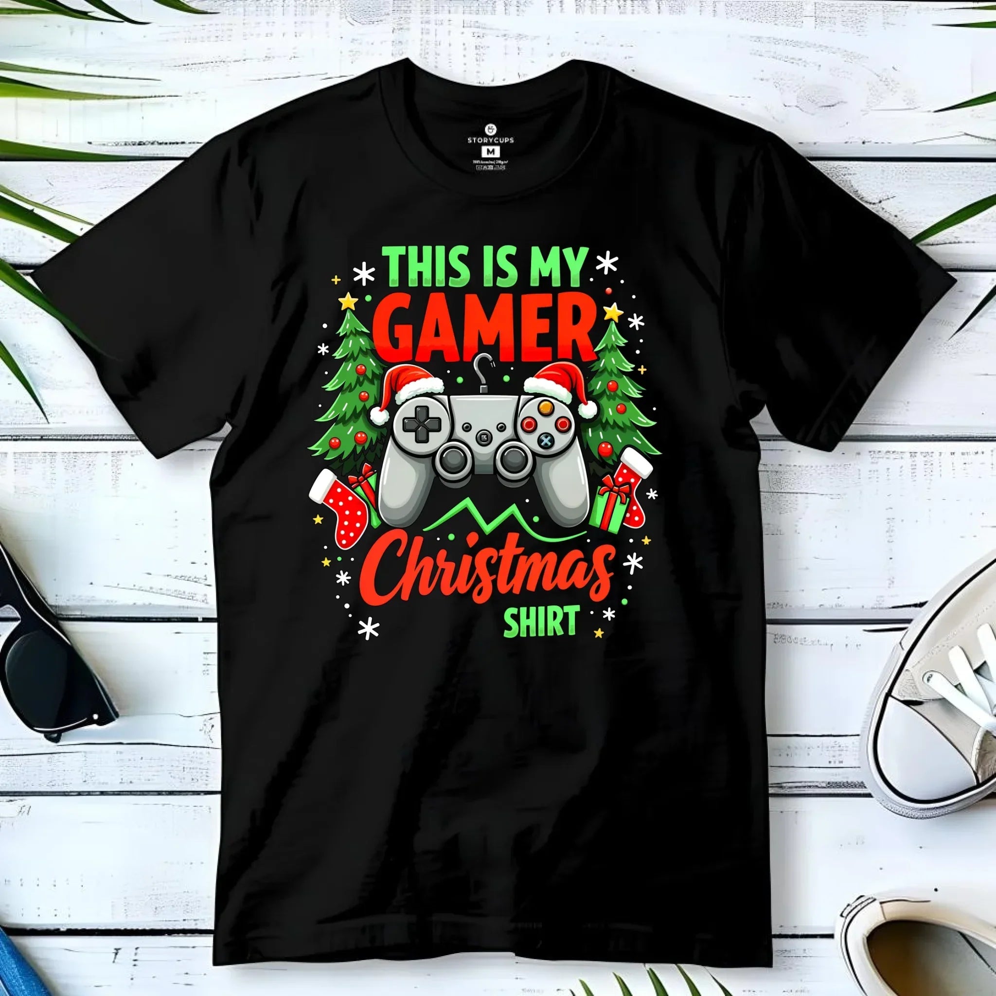 Koszulka męska świąteczna - prezent dla gracza - Gamer Christmas T-shirt BN135 - StoryCups.pl