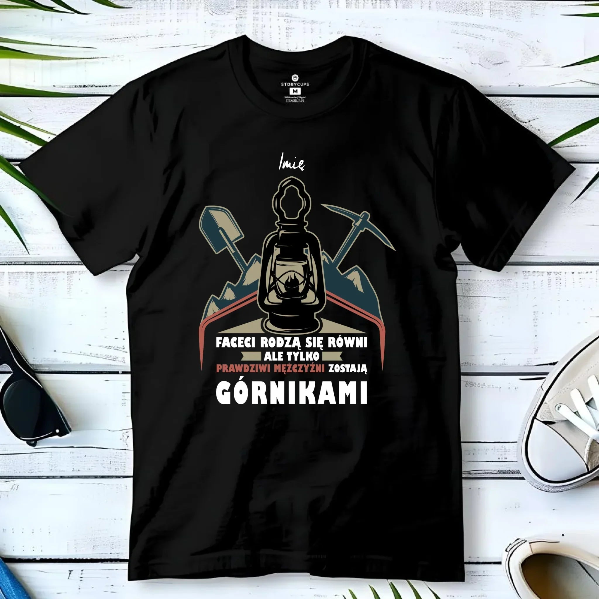 Koszulka męska - prezent dla górnika - Prawdziwi mężczyźni zostają górnikami - personalizowana G08 - StoryCups.pl