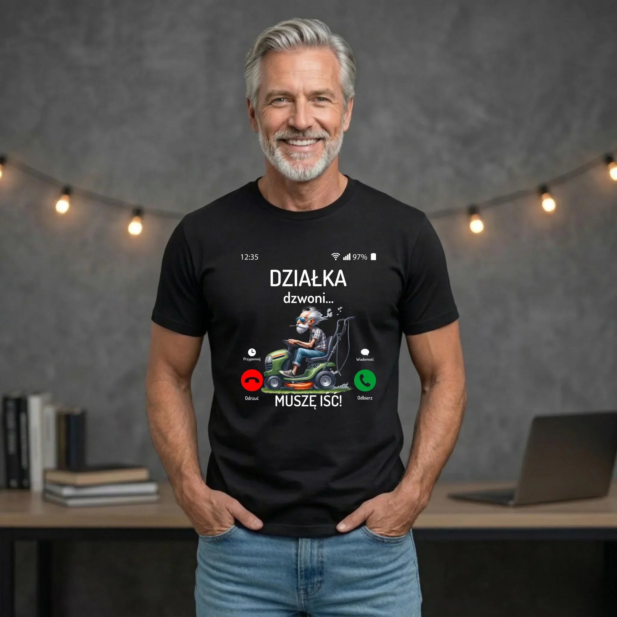 Koszulka dla dziadka - Działka dzwoni muszę iść D35 - StoryCups.pl