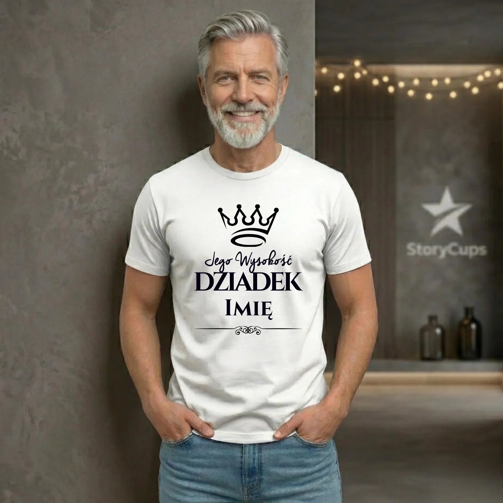 Koszulka dla dziadka - Jego Wysokość dziadek - personalizowana D11 - StoryCups.pl