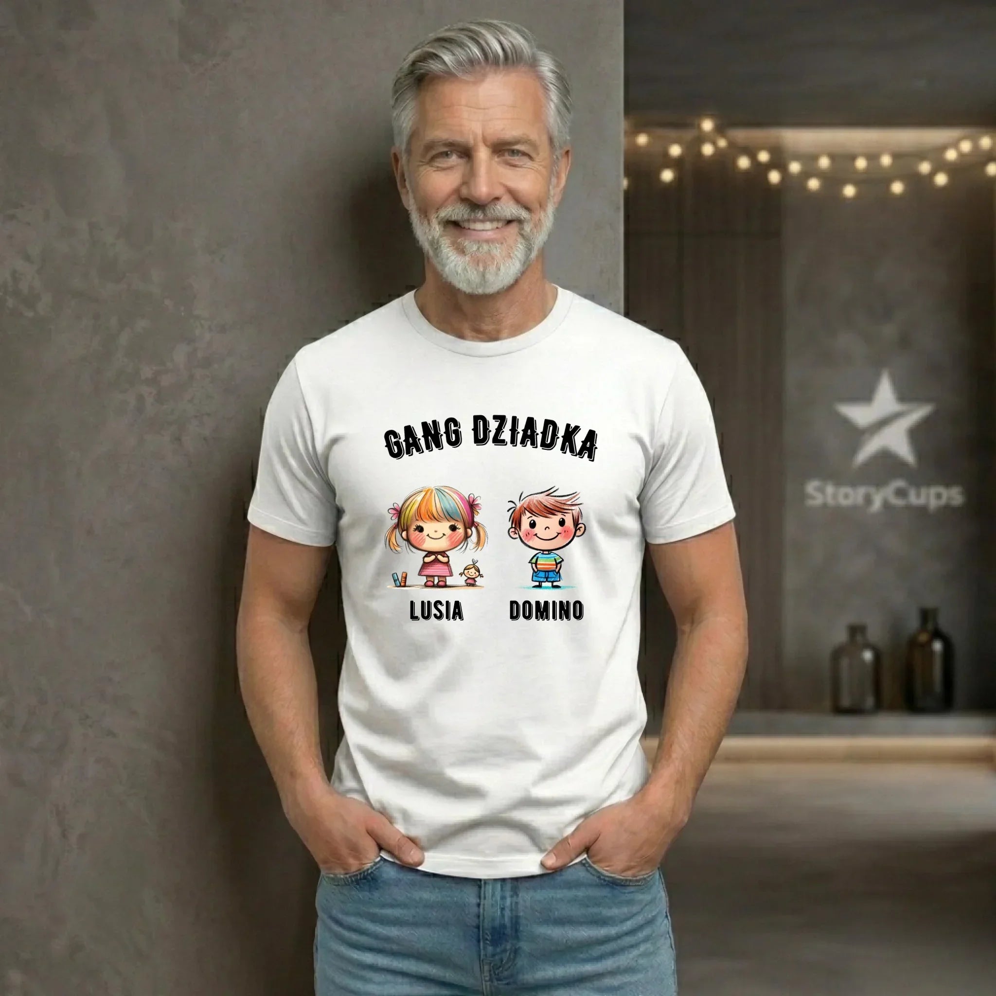 Koszulka dla dziadka - Gang Dziadka imiona wnuków 2-6 - personalizowana D18 - StoryCups.pl