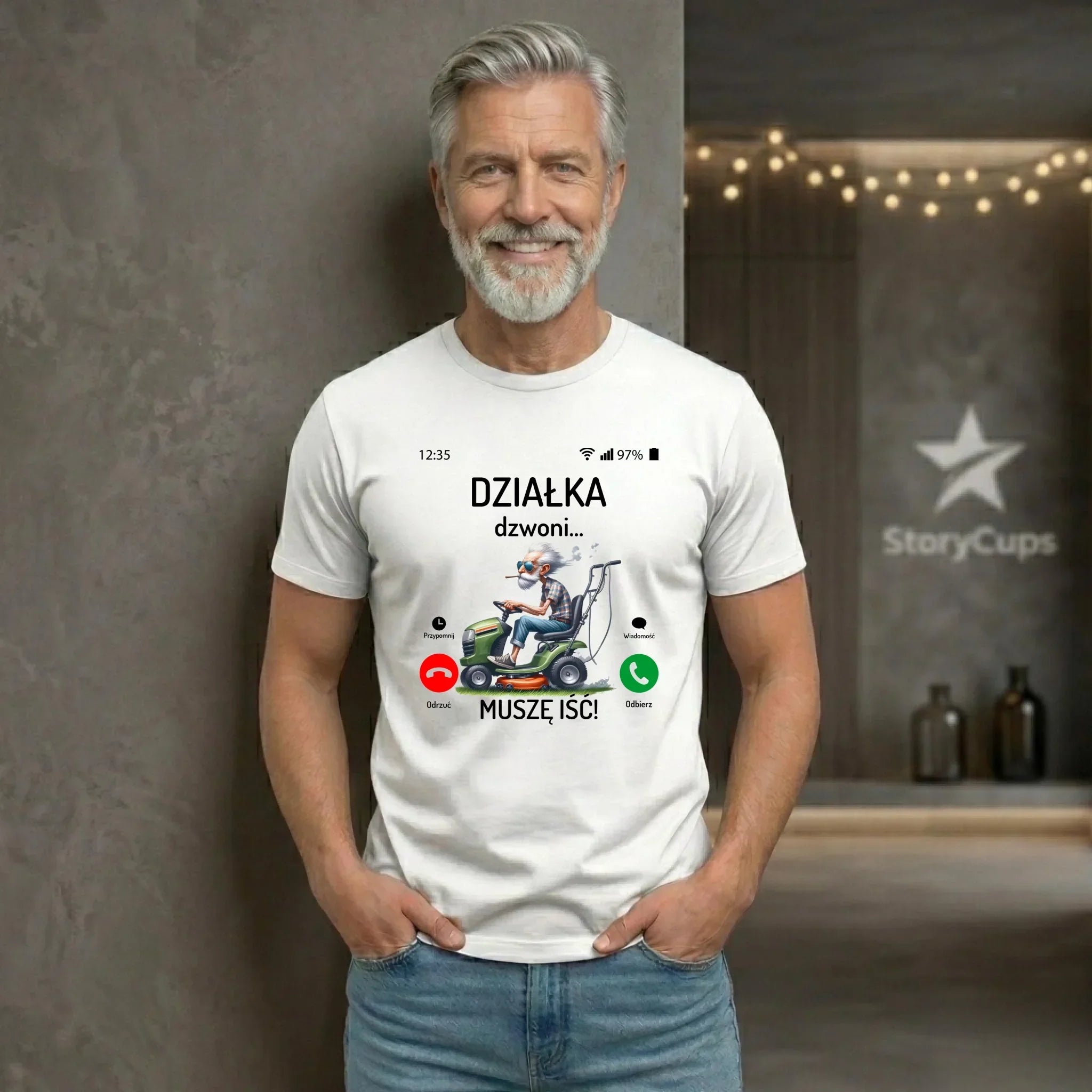 Koszulka dla dziadka - Działka dzwoni muszę iść D35 - StoryCups.pl