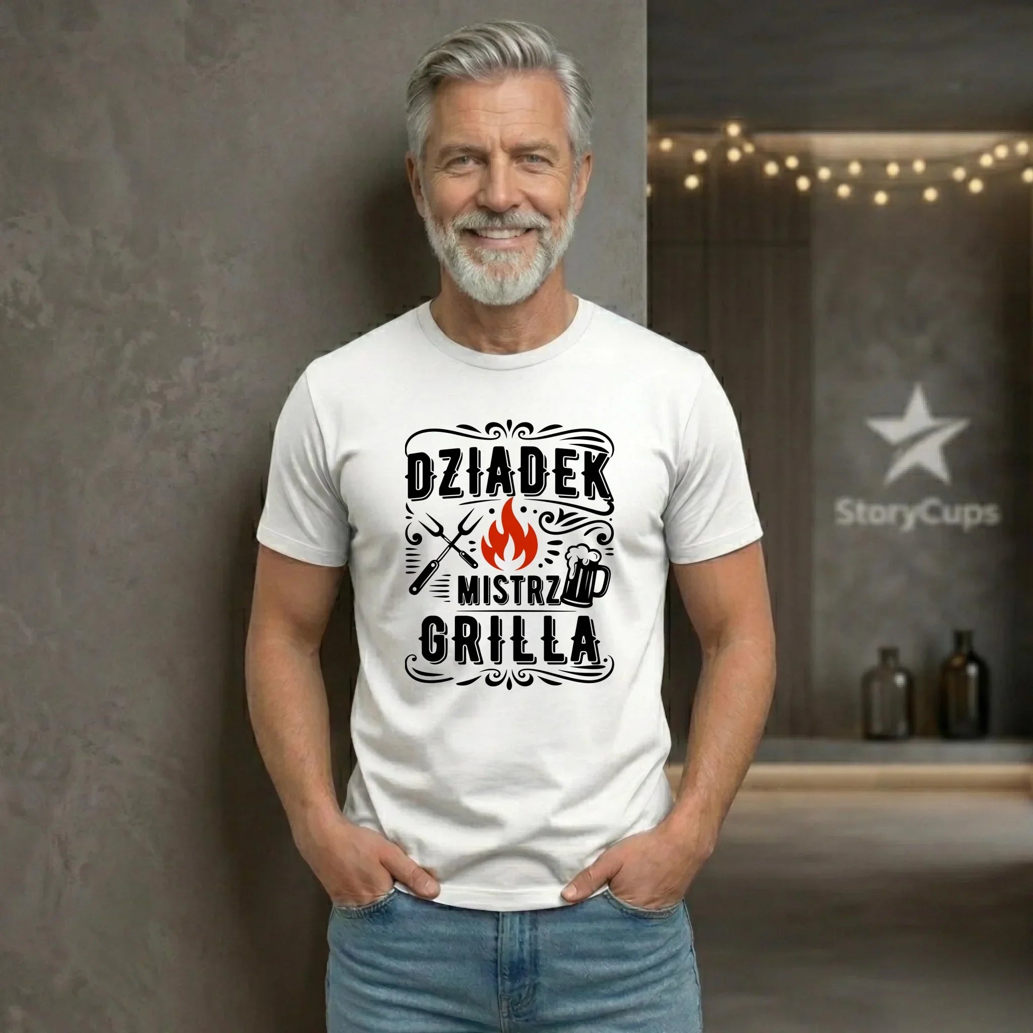 Koszulka dla dziadka - Dziadek mistrz grilla D33 - StoryCups.pl