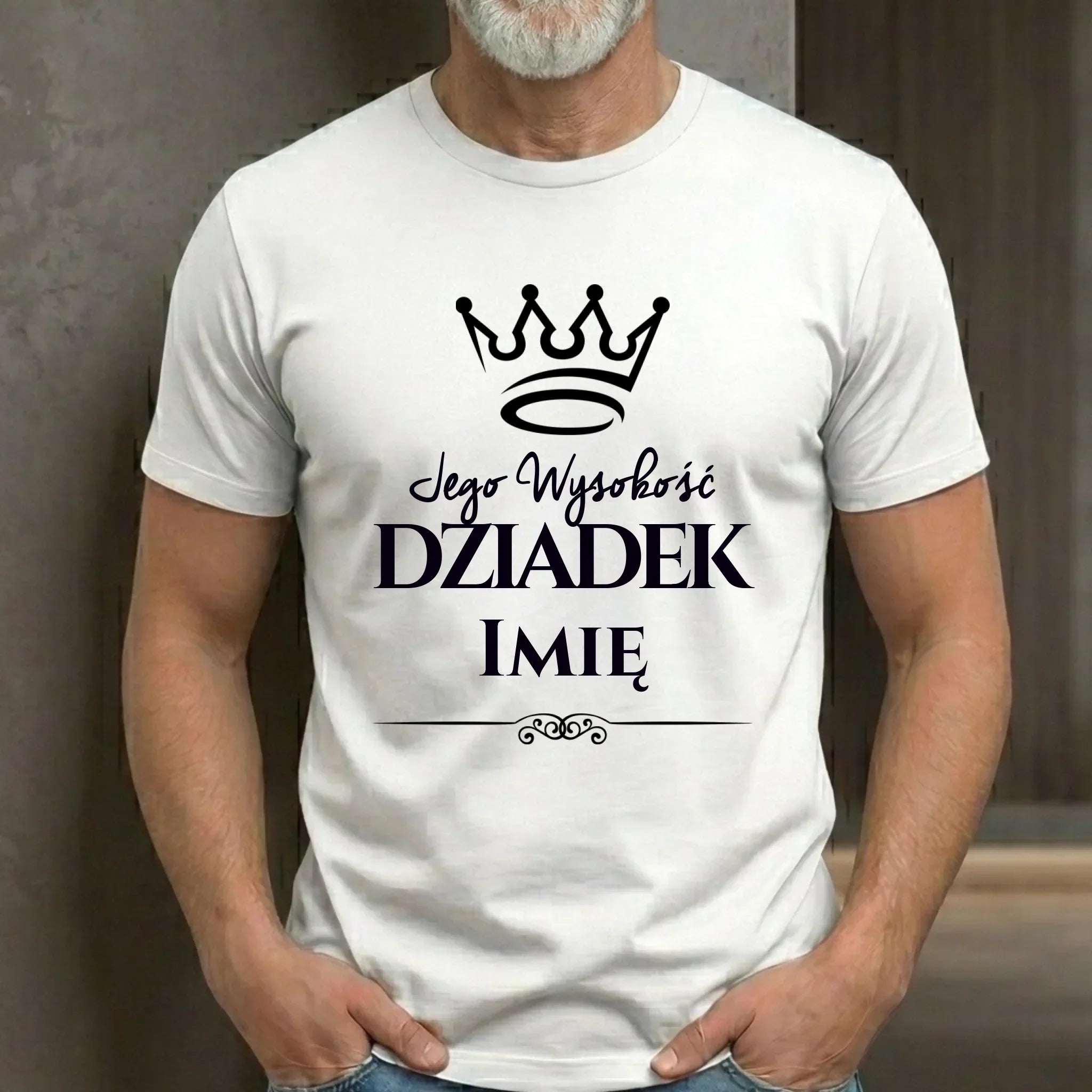 Koszulka dla dziadka - Jego Wysokość dziadek - personalizowana D11 - StoryCups.pl