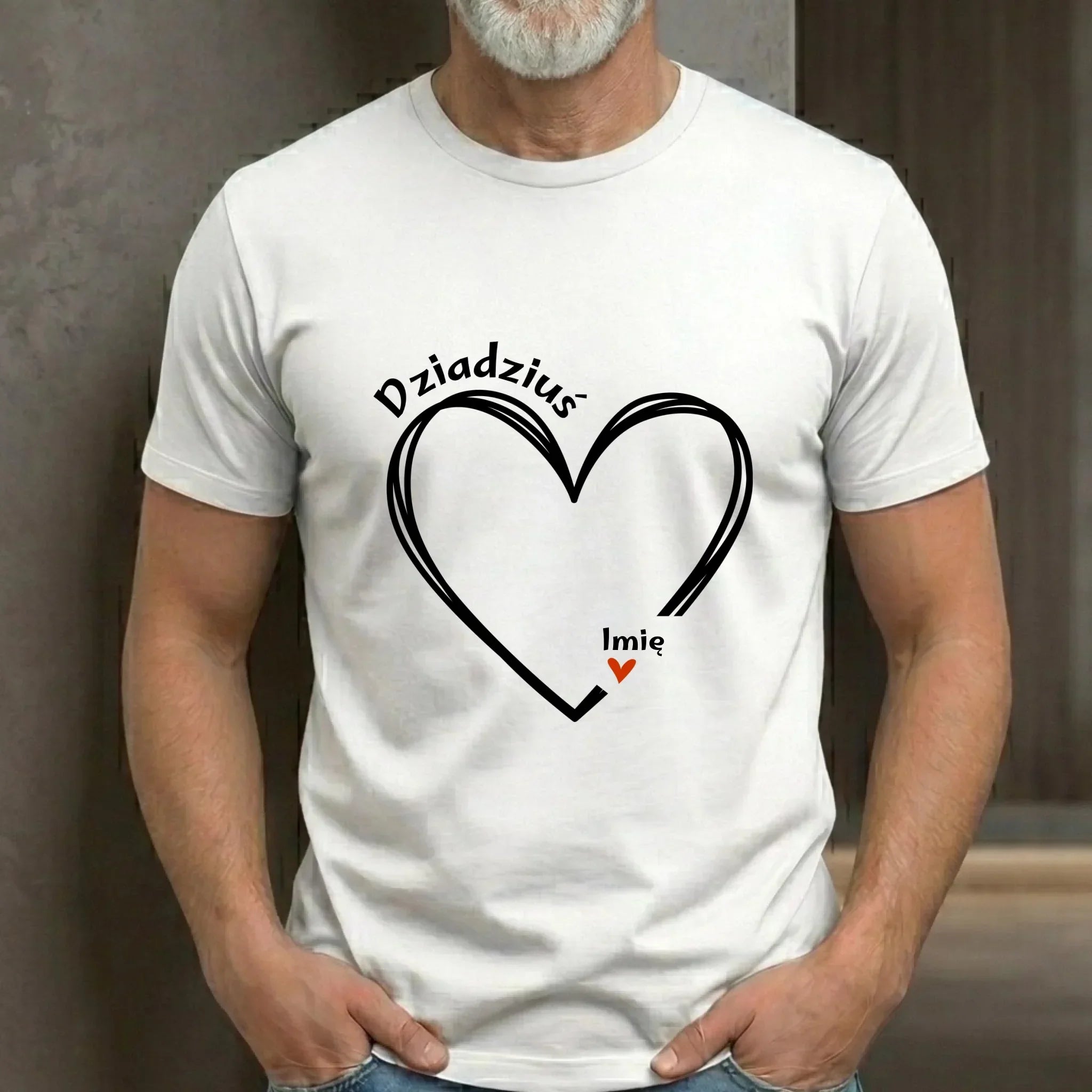 Koszulka dla dziadka - Serce z imionami wnuków 1-7 - personalizowana D26 - StoryCups.pl