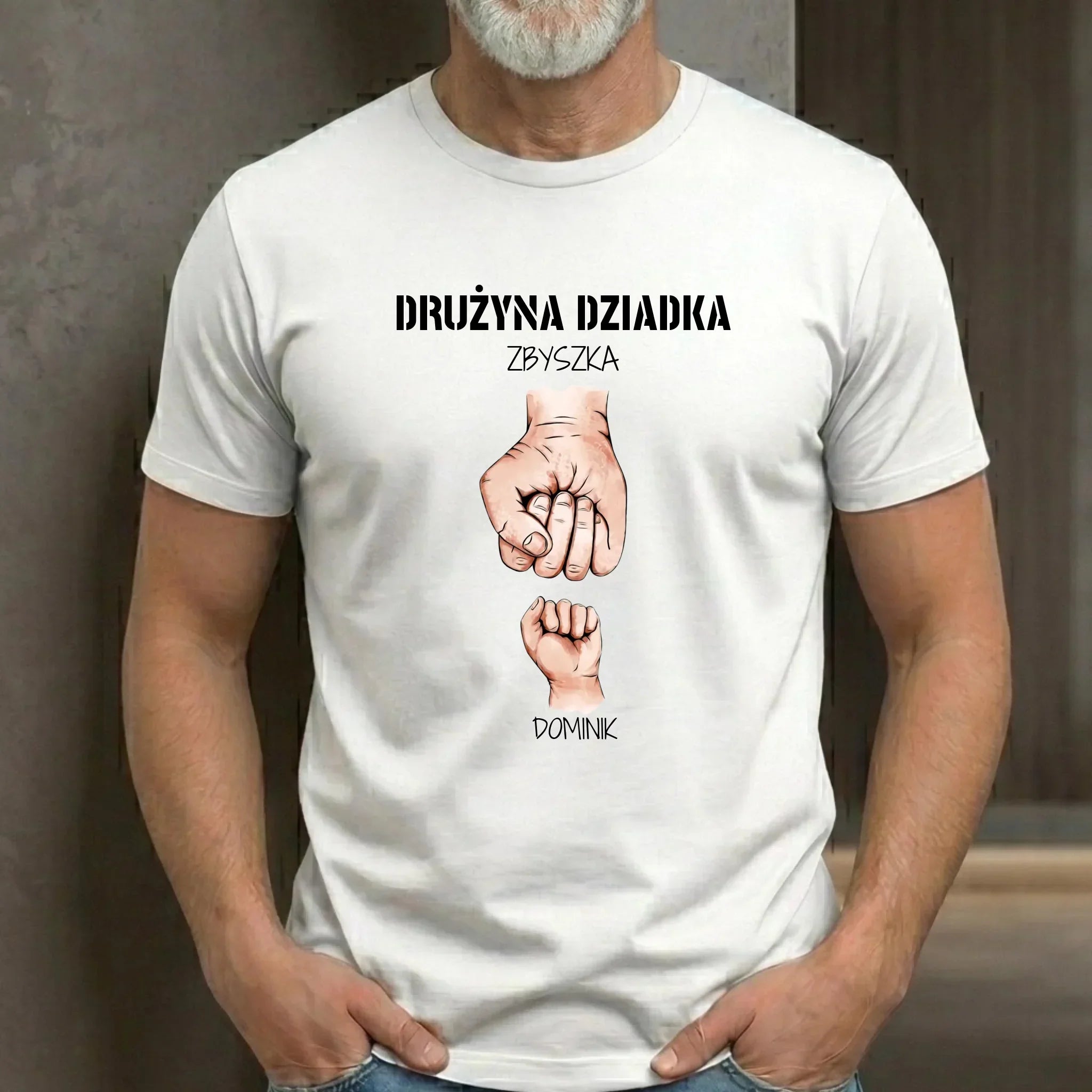 Koszulka dla dziadka - Drużyna dziadka 1-6 imion wnuków - personalizowana D07 - StoryCups.pl