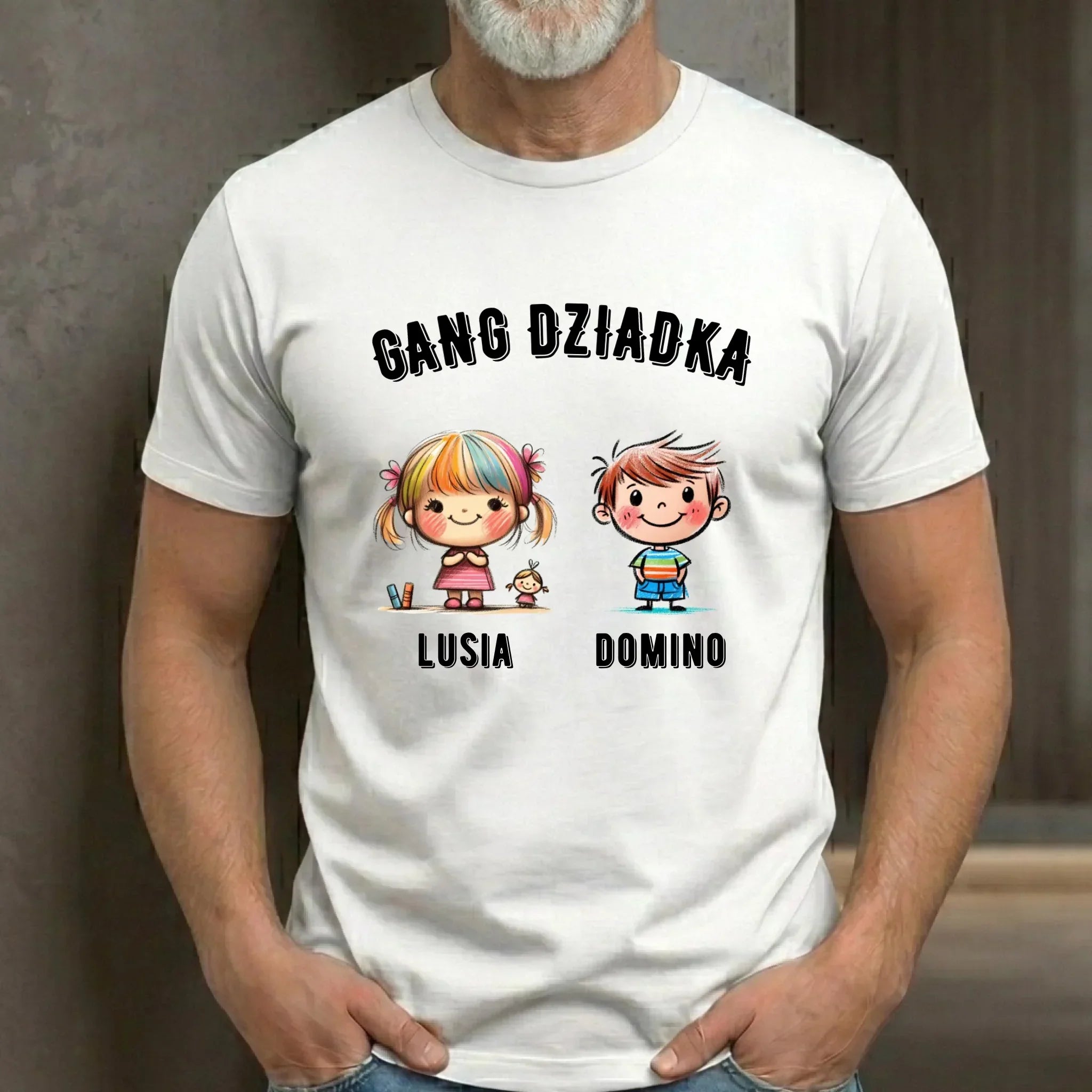 Koszulka dla dziadka - Gang Dziadka imiona wnuków 2-6 - personalizowana D18 - StoryCups.pl