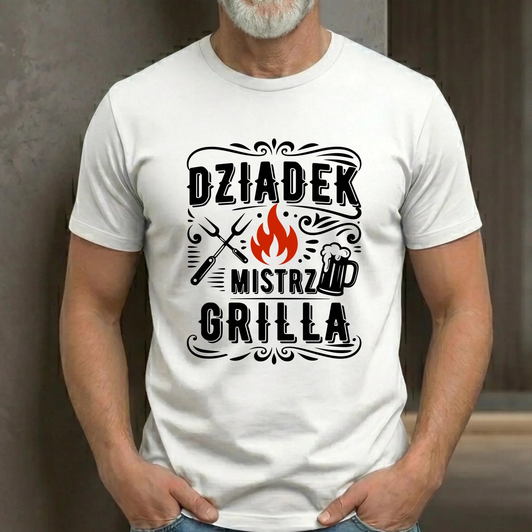 Koszulka dla dziadka - Dziadek mistrz grilla D33 - StoryCups.pl