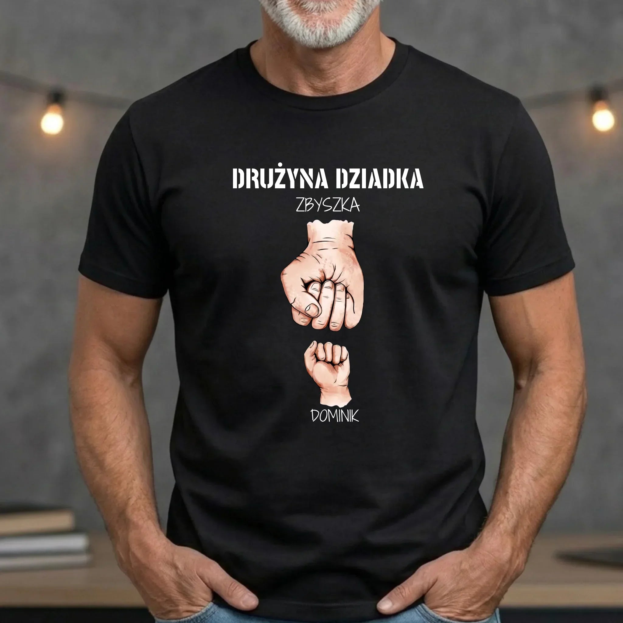 Koszulka dla dziadka - Drużyna dziadka 1-6 imion wnuków - personalizowana D07 - StoryCups.pl