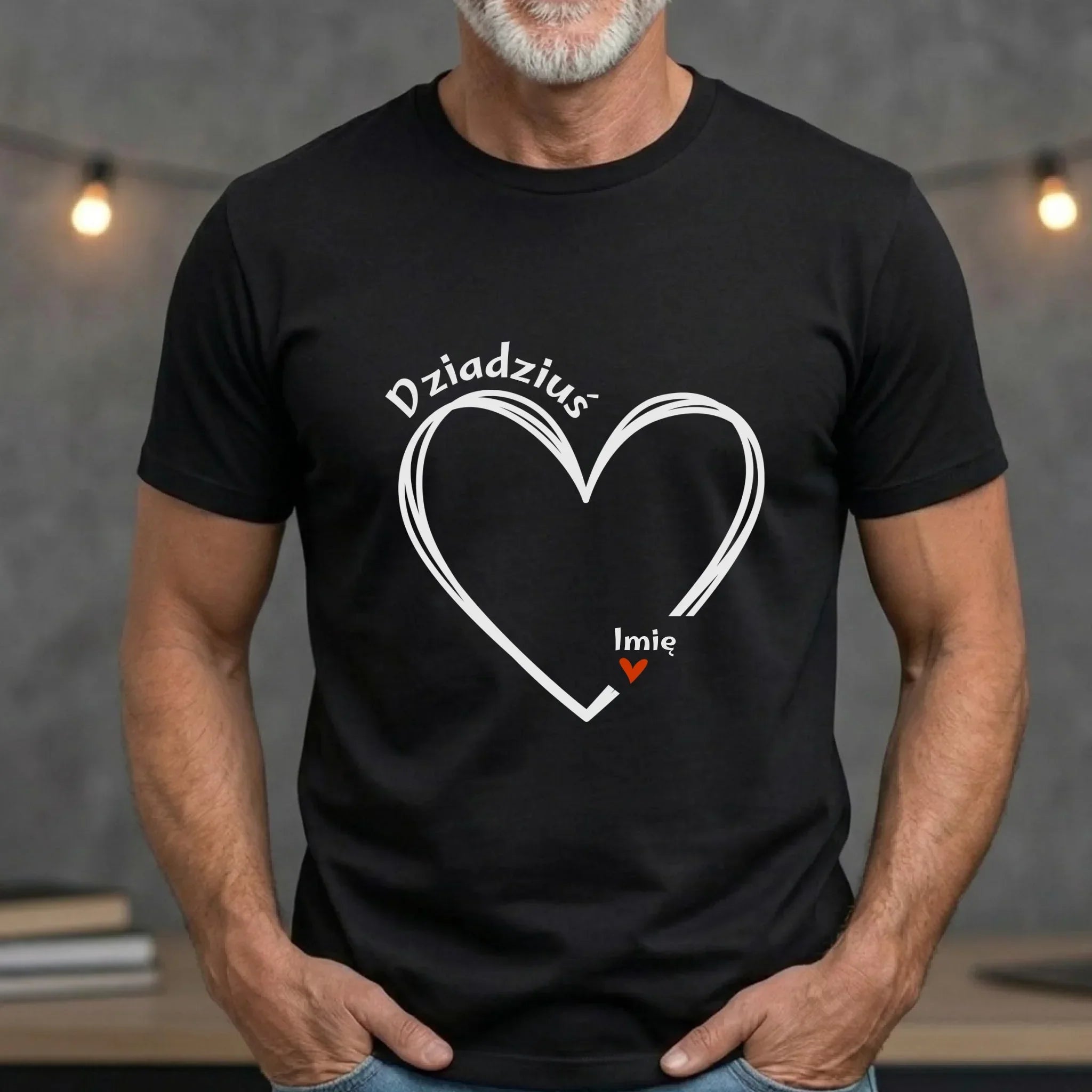 Koszulka dla dziadka - Serce z imionami wnuków 1-7 - personalizowana D26 - StoryCups.pl