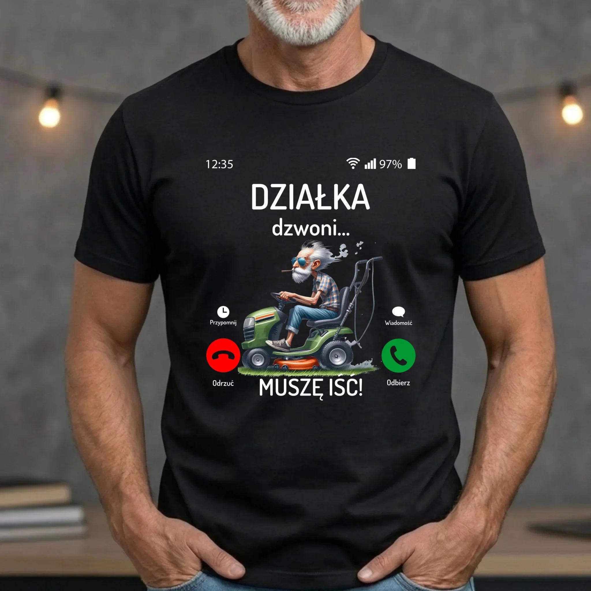 Koszulka dla dziadka - Działka dzwoni muszę iść D35 - StoryCups.pl