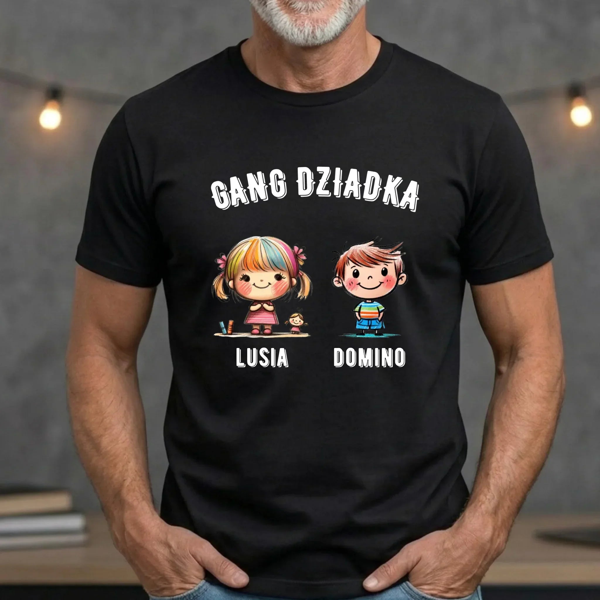 Koszulka dla dziadka - Gang Dziadka imiona wnuków 2-6 - personalizowana D18 - StoryCups.pl