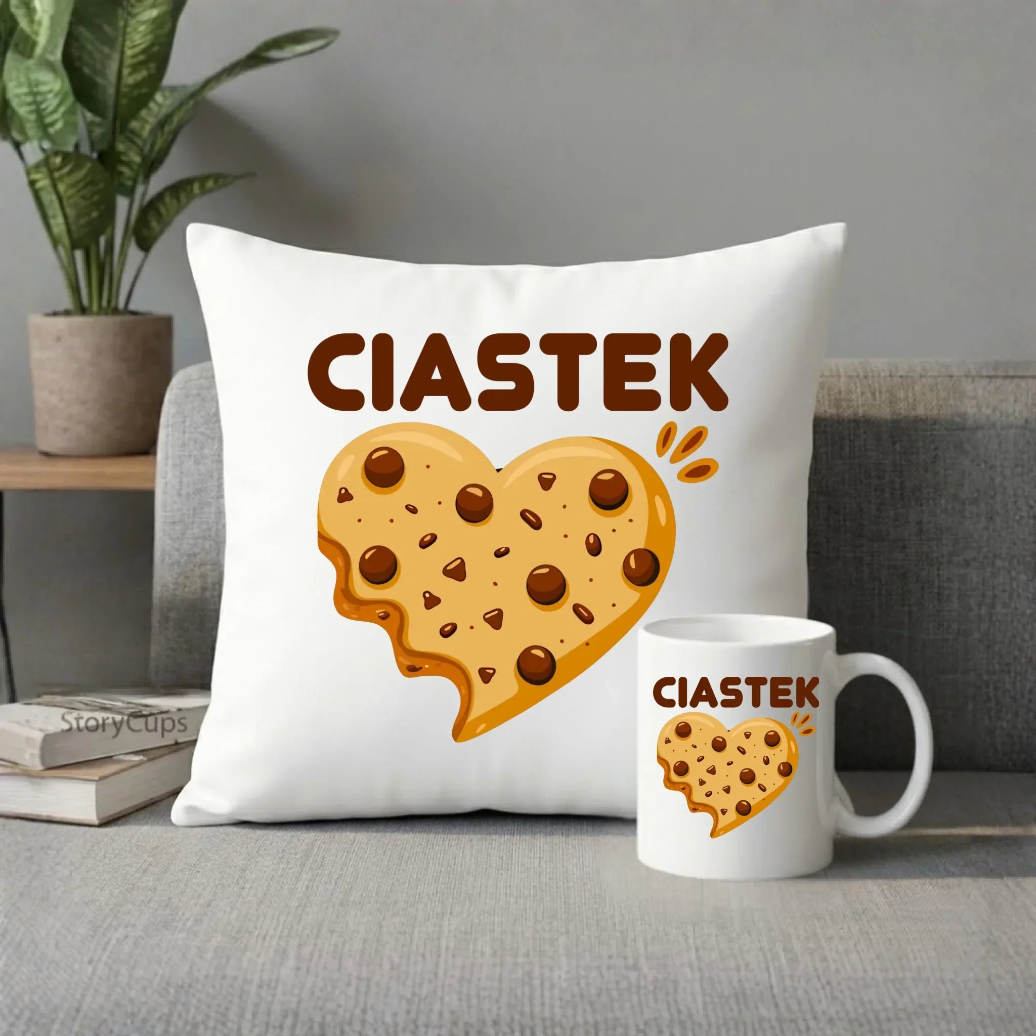 Zestaw poduszka i kubek dla niego - Ciastek W54 - StoryCups.pl