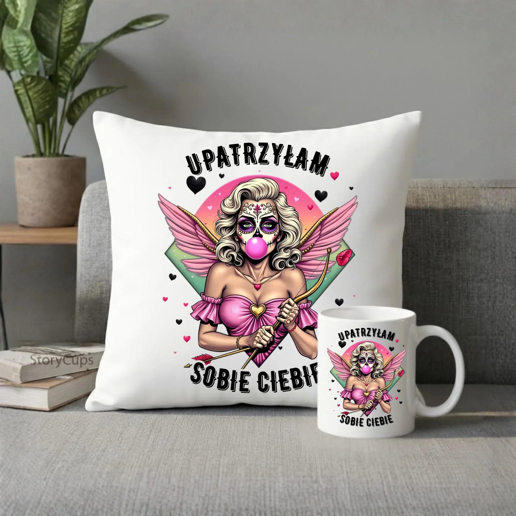 Zestaw poduszka i kubek - Upatrzyłam sobie Ciebie W47 - StoryCups.pl