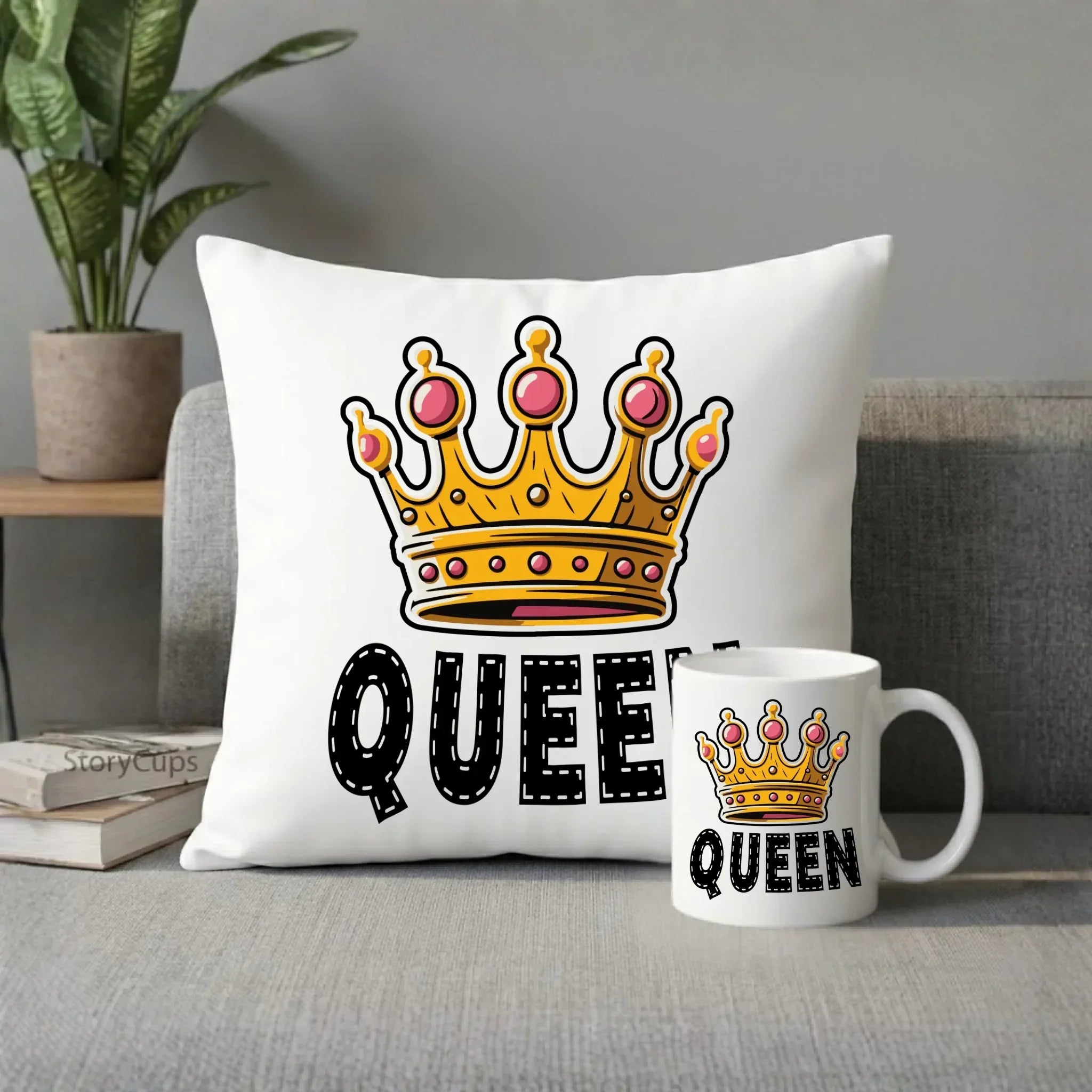 Zestaw poduszka i kubek dla niej - Queen W41 - StoryCups.pl
