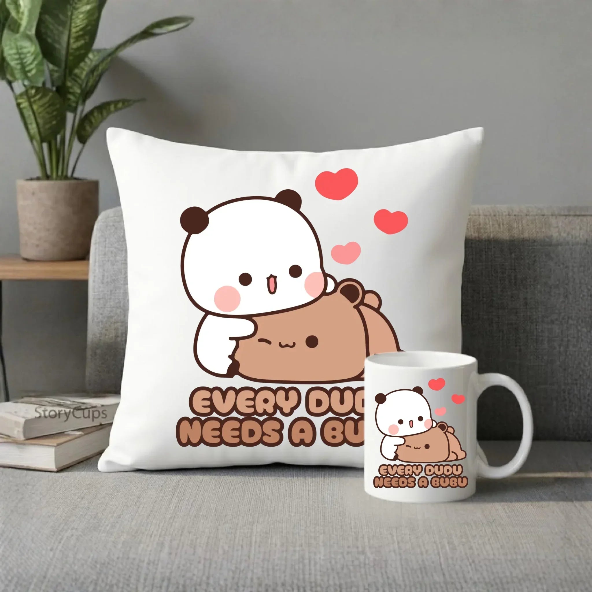 Zestaw poduszka i kubek dla par - Every Dudu needs a Bubu W32 - StoryCups.pl