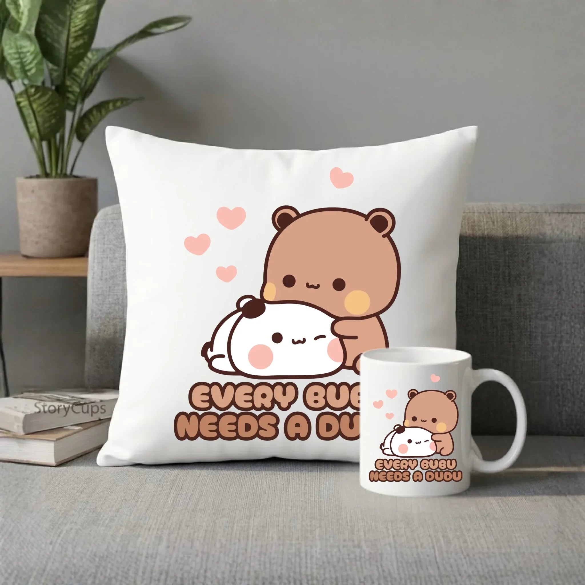 Zestaw poduszka i kubek dla par - Every Bubu needs a Dudu W33 - StoryCups.pl