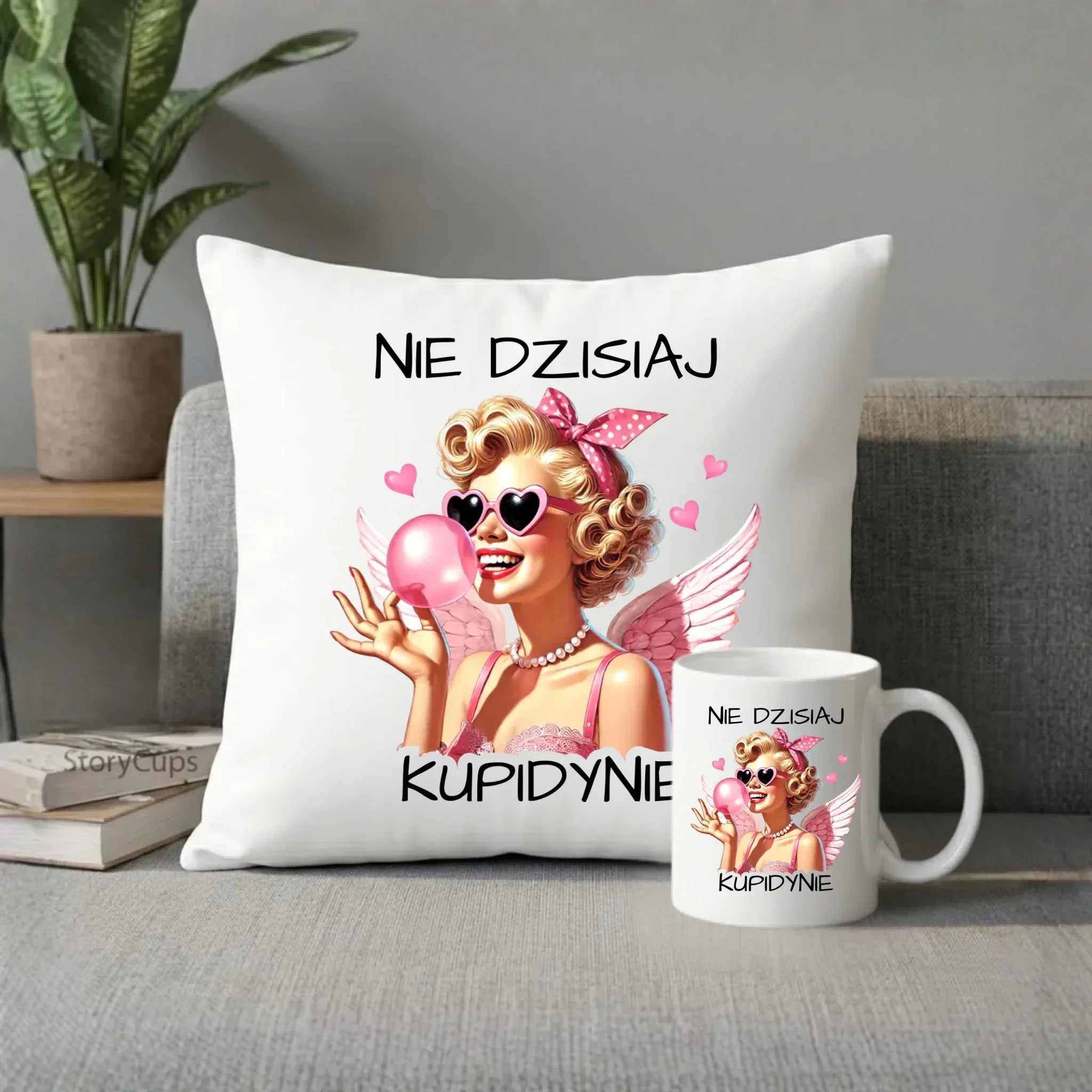 Zestaw poduszka i kubek na Walentynki dla singielki - Nie dzisiaj W18 - StoryCups.pl