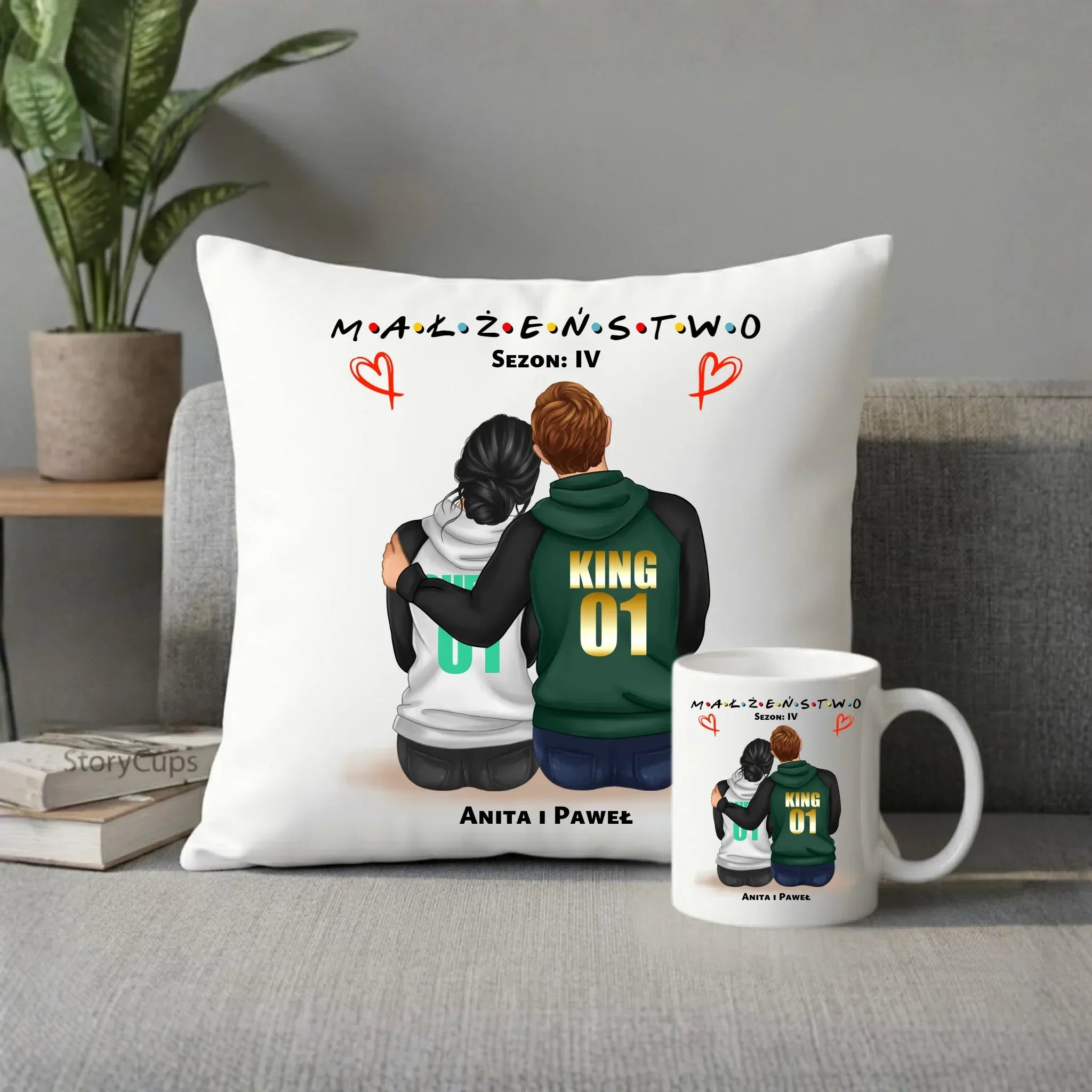 Zestaw poduszka i kubek dla par - Małżeństwo Sezon - personalizowany W05 - StoryCups.pl