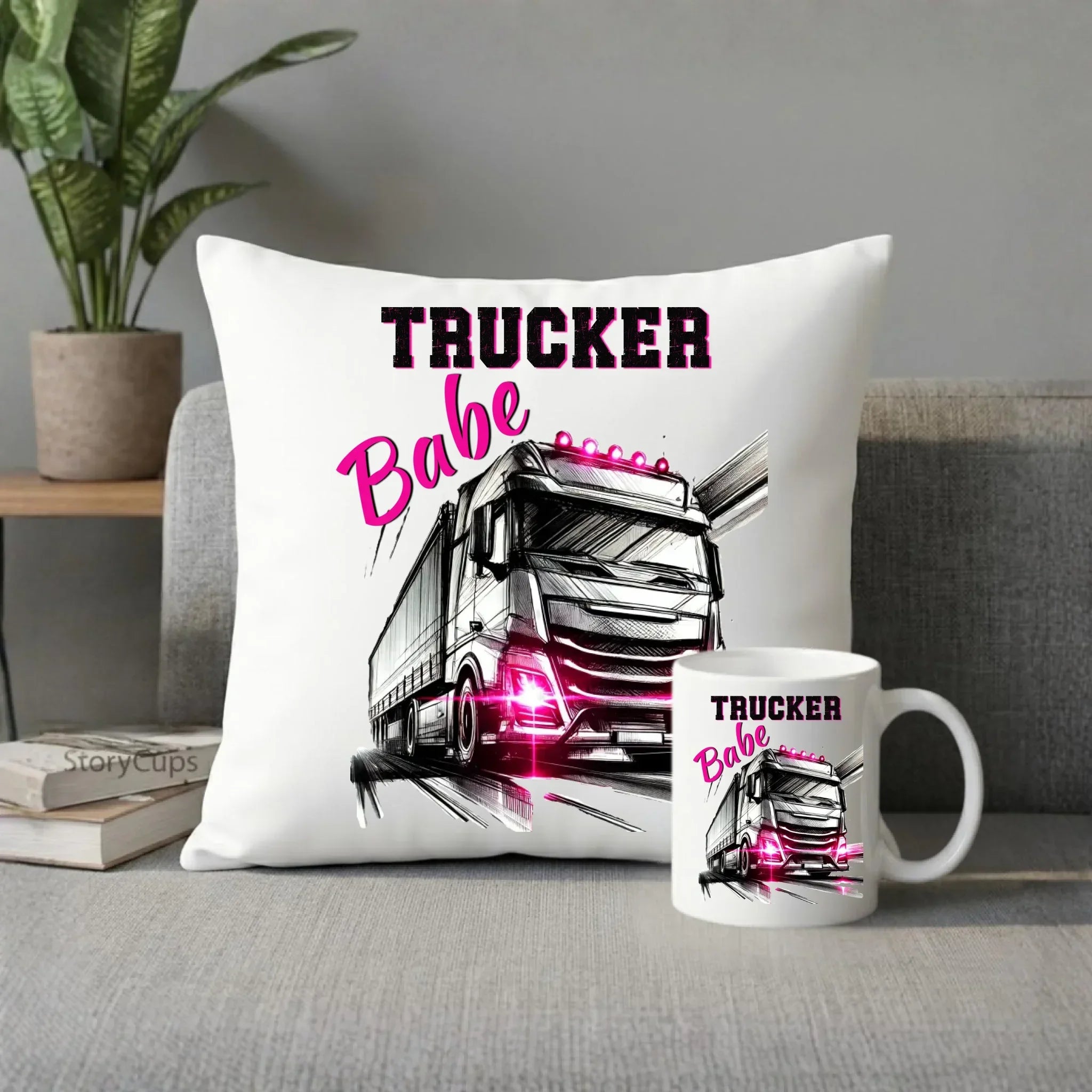 Zestaw poduszka i kubek - kierowca ciężarówki - Trucker Babe ZKT13 - StoryCups.pl