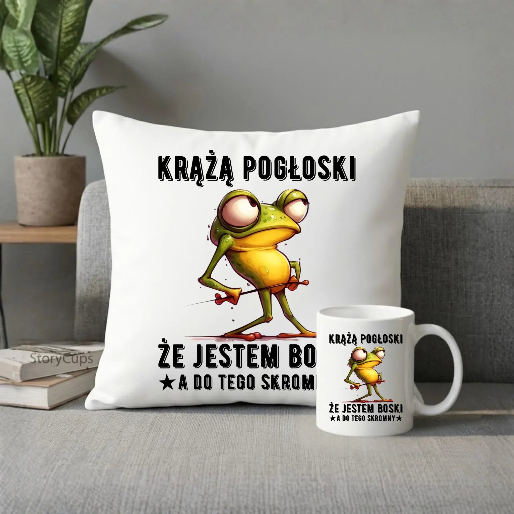 Zestaw poduszka i kubek - prezent dla chłopaka - Jestem boski DCH15 - StoryCups.pl