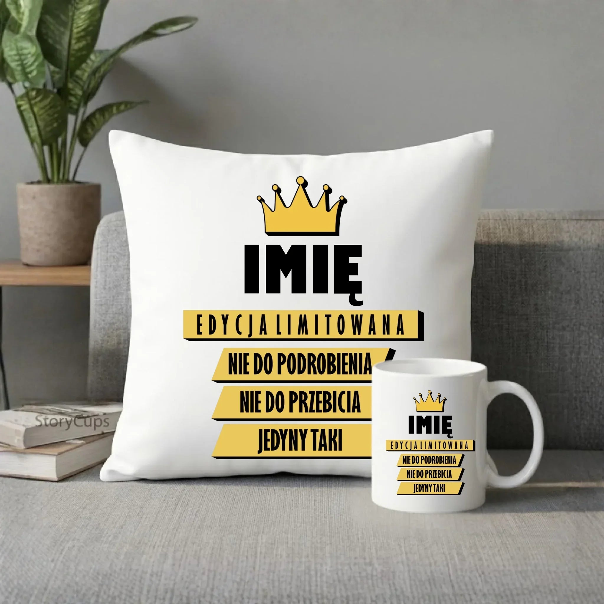 Zestaw poduszka i kubek - Edycja Limitowana prezent dla niego - personalizowany DCH03 - StoryCups.pl
