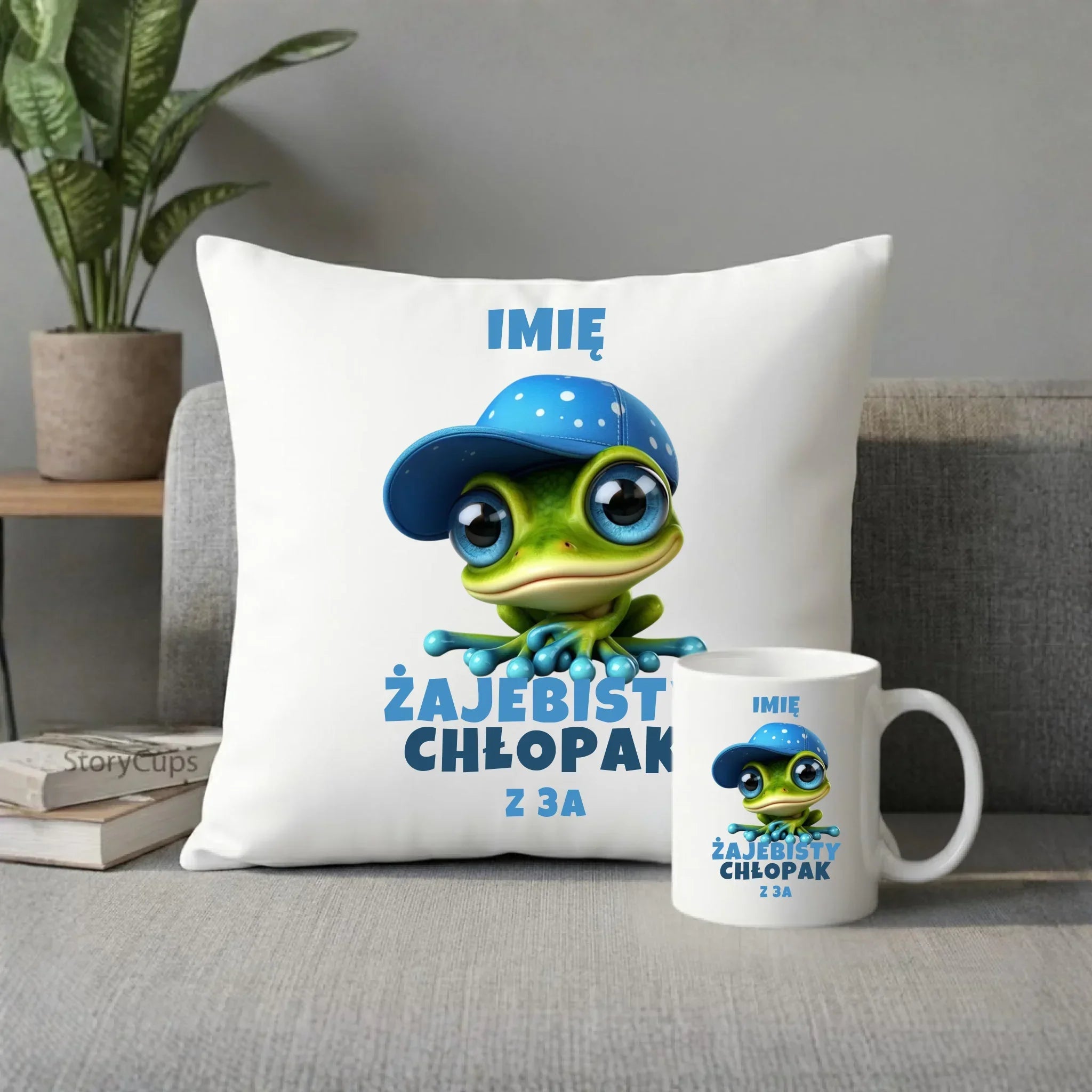 Zestaw poduszka i kubek - Żajebisty Chłopak - personalizowany DCH01 - StoryCups.pl
