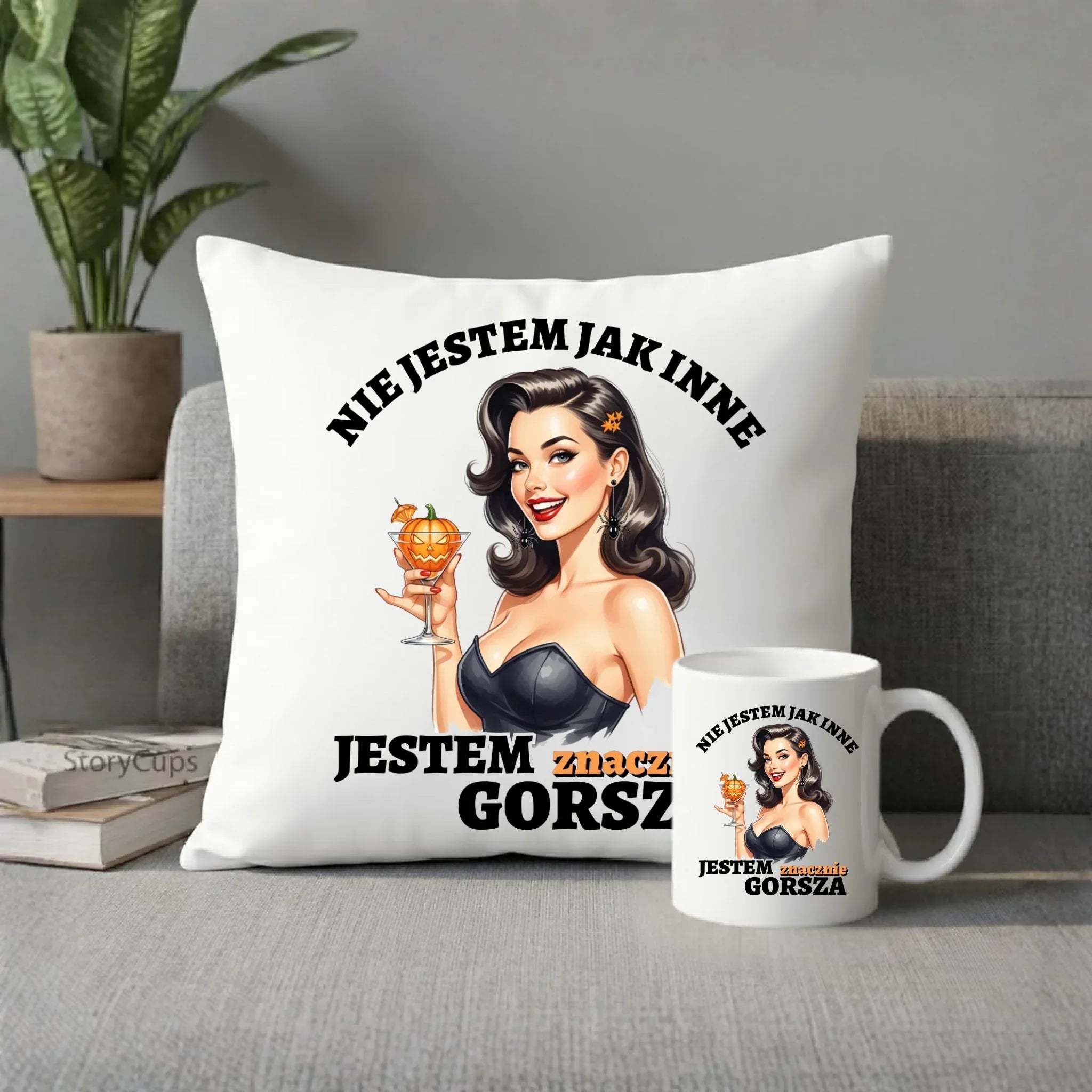 Zestaw poduszka i kubek halloweenowy - Nie jestem jak inne HL24 - StoryCups.pl