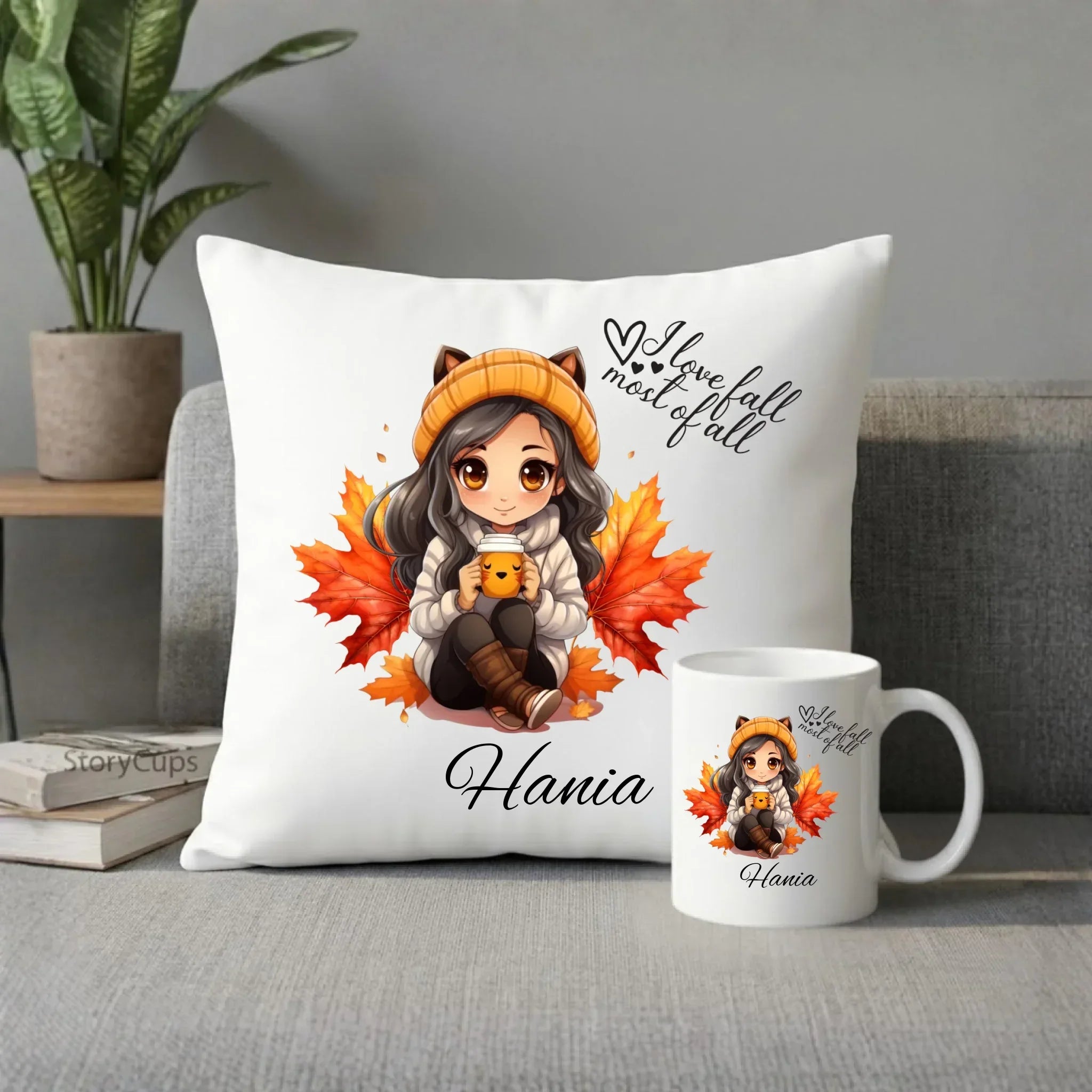 Zestaw poduszka i kubek jesieniara - Anime - personalizowany JS06 - StoryCups.pl