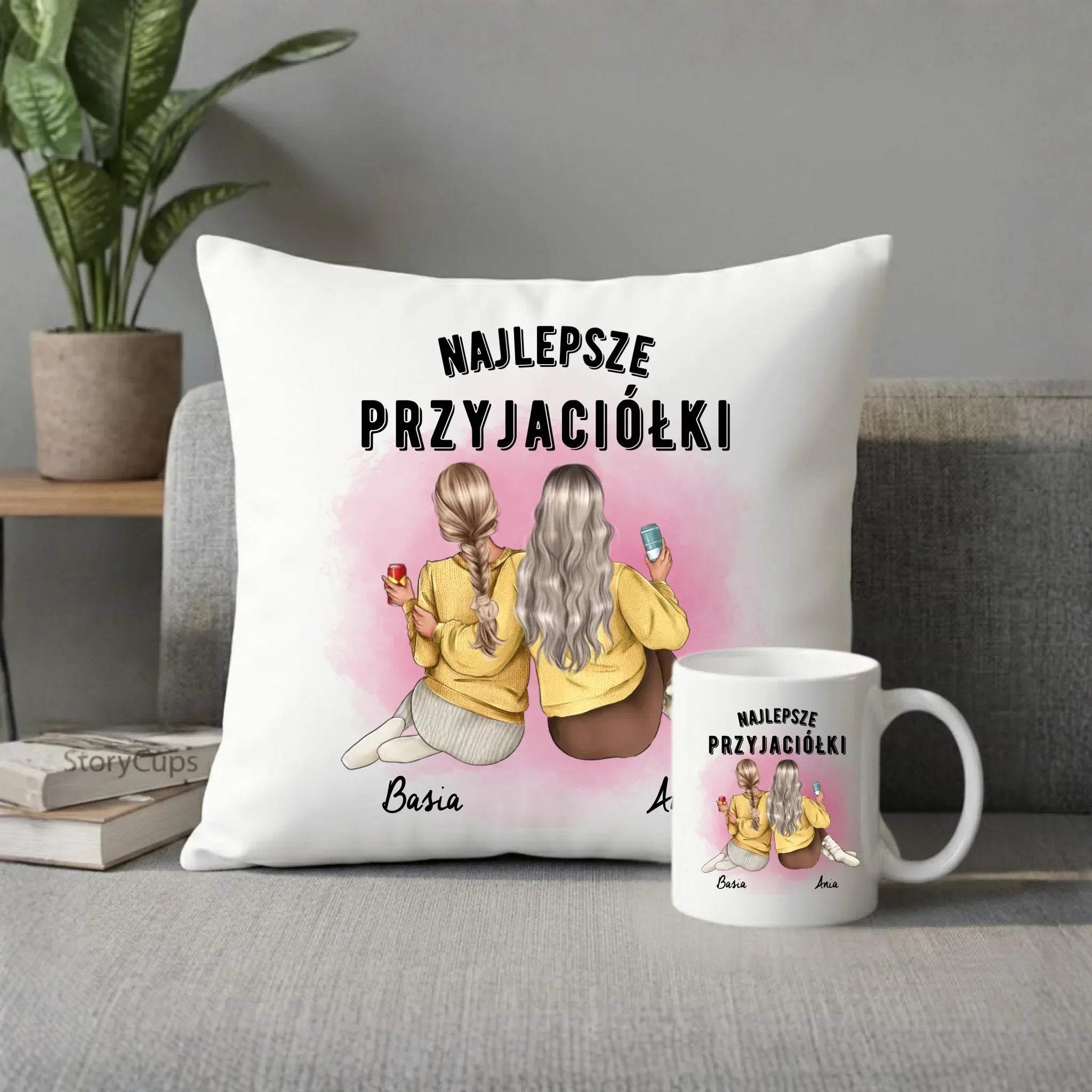 Zestaw poduszka i kubek - prezent dla przyjaciółek - Najlepsze przyjaciółki 2-4 osób - personalizowany PR01 - StoryCups.pl