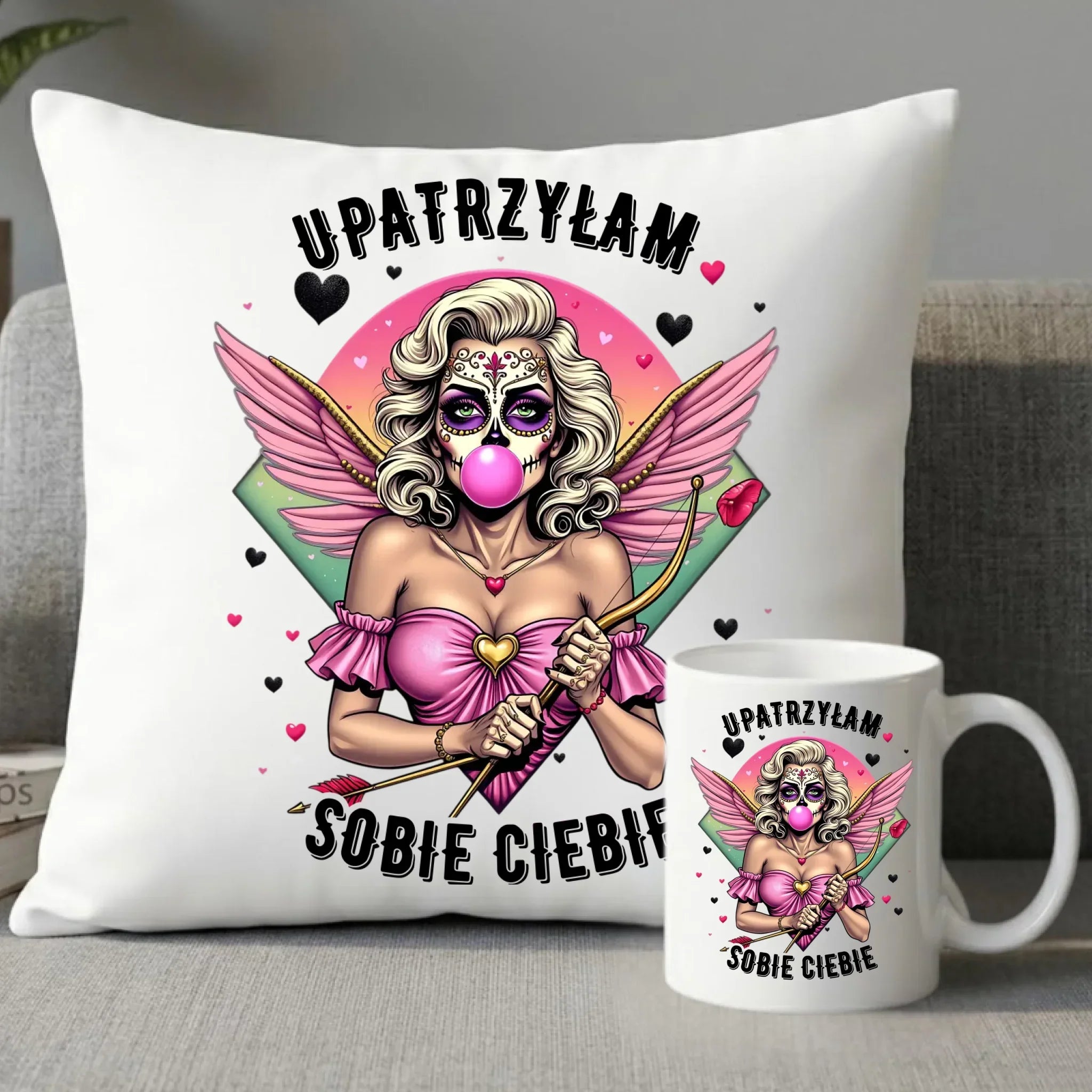 Zestaw poduszka i kubek - Upatrzyłam sobie Ciebie W47 - StoryCups.pl