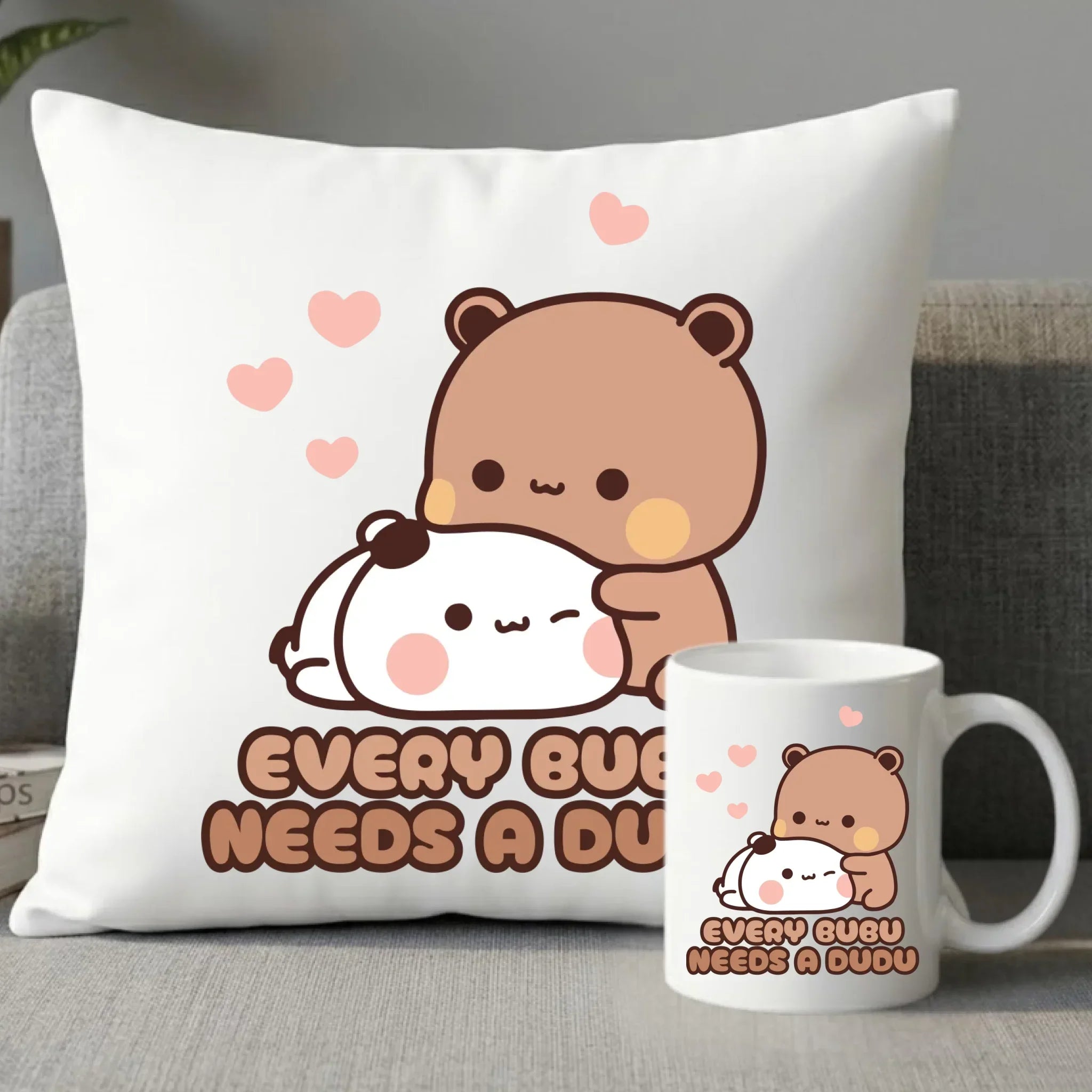 Zestaw poduszka i kubek dla par - Every Bubu needs a Dudu W33 - StoryCups.pl