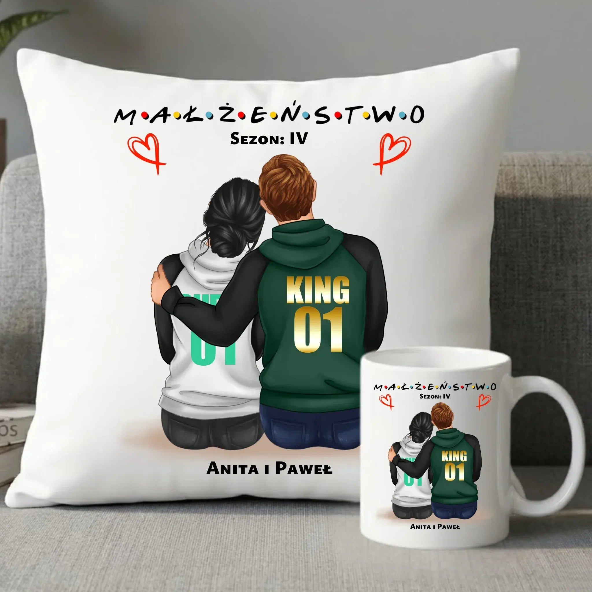Zestaw poduszka i kubek dla par - Małżeństwo Sezon - personalizowany W05 - StoryCups.pl