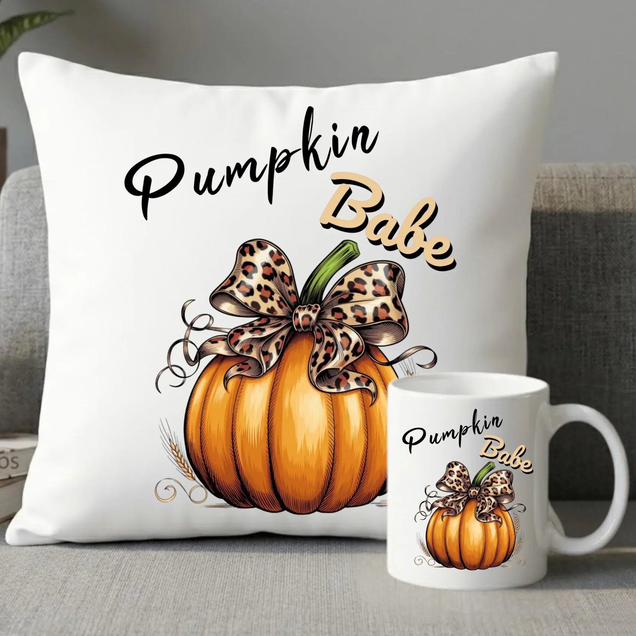 Zestaw poduszka i kubek jesienny - Pumpkin Babe - dla miłośniczki dyni JS33 - StoryCups.pl