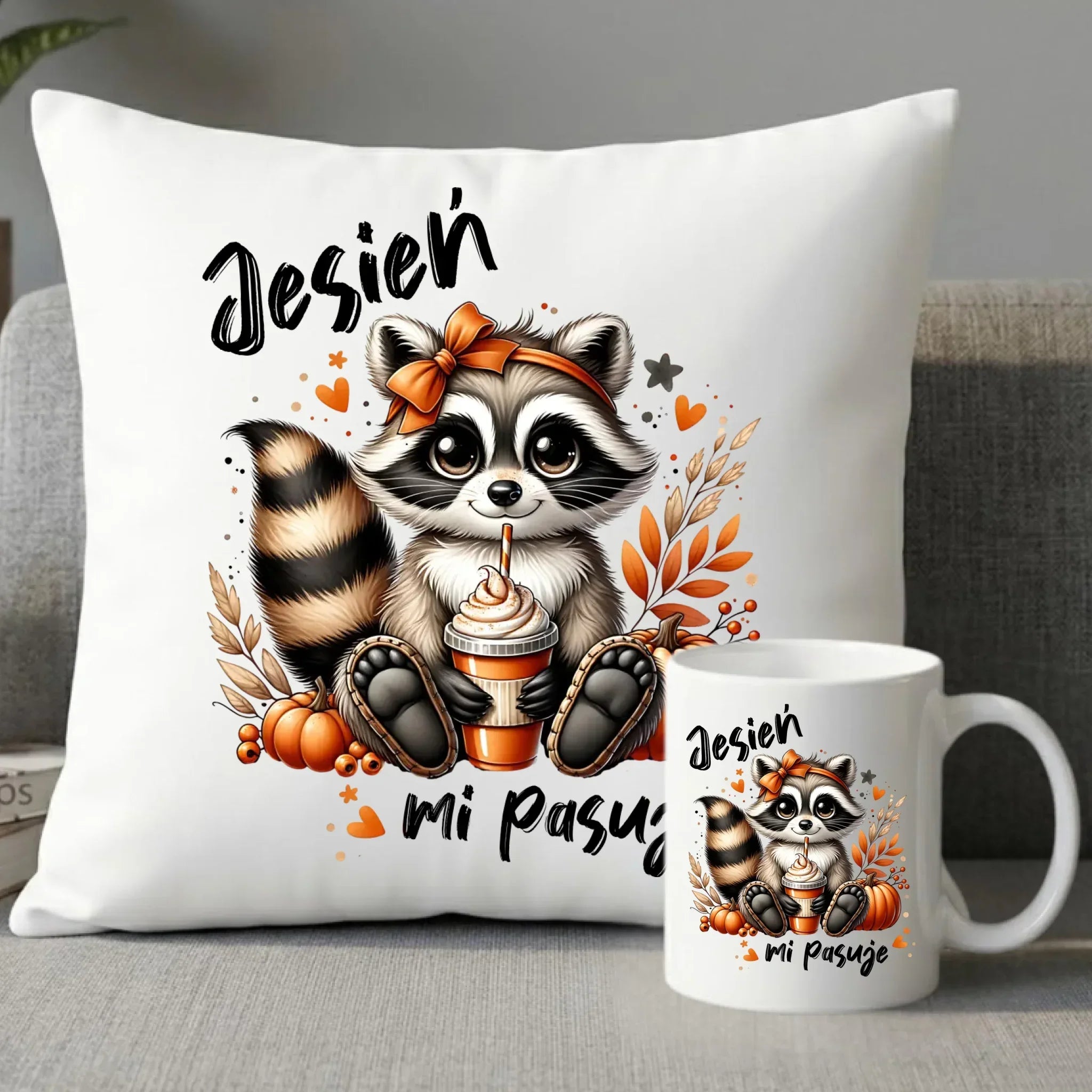 Zestaw poduszka i kubek jesienny - Jesień mi pasuje JS25 - StoryCups.pl