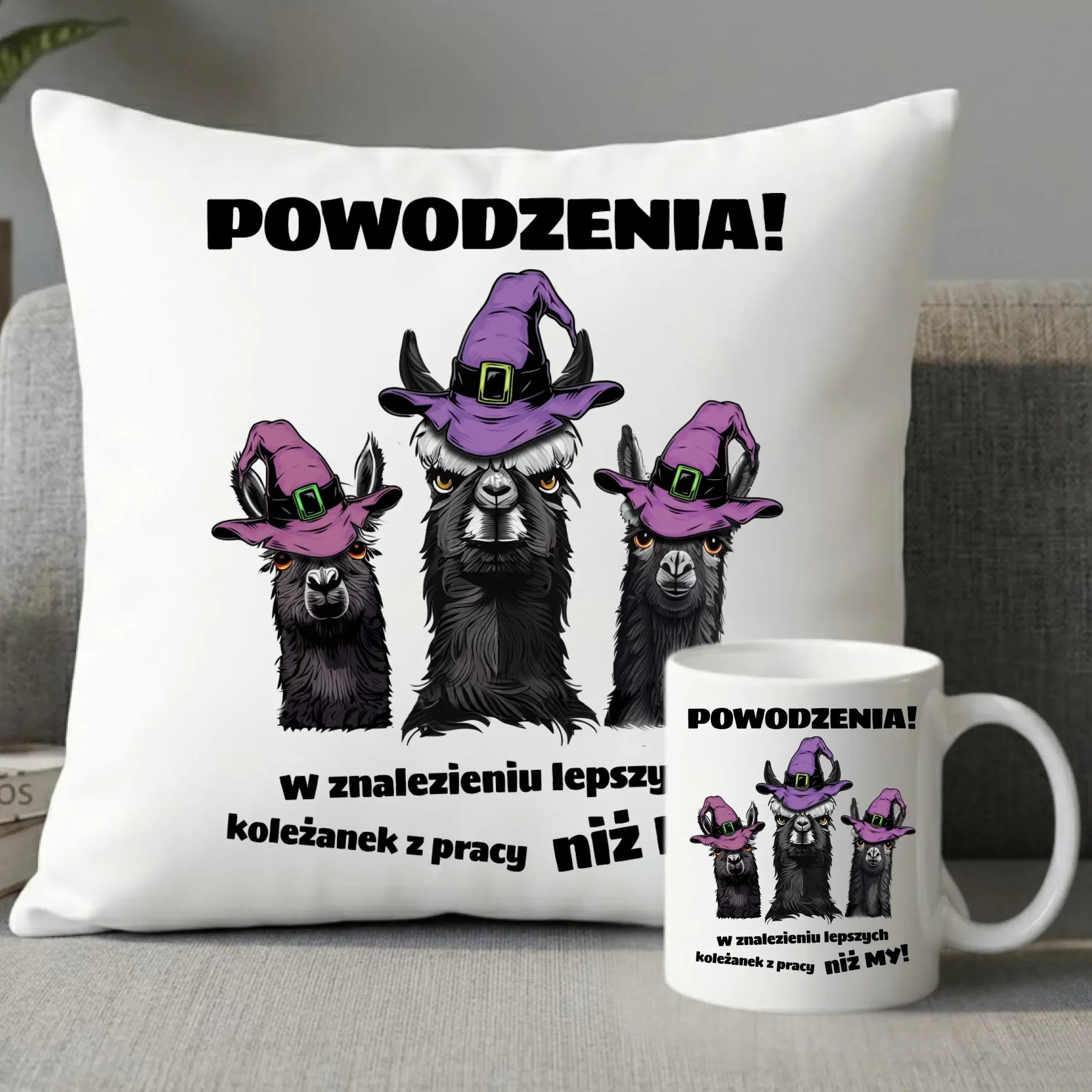 Zestaw poduszka i kubek na odejście z pracy - Powodzenia w znalezieniu lepszych koleżanek OP07 - StoryCups.pl