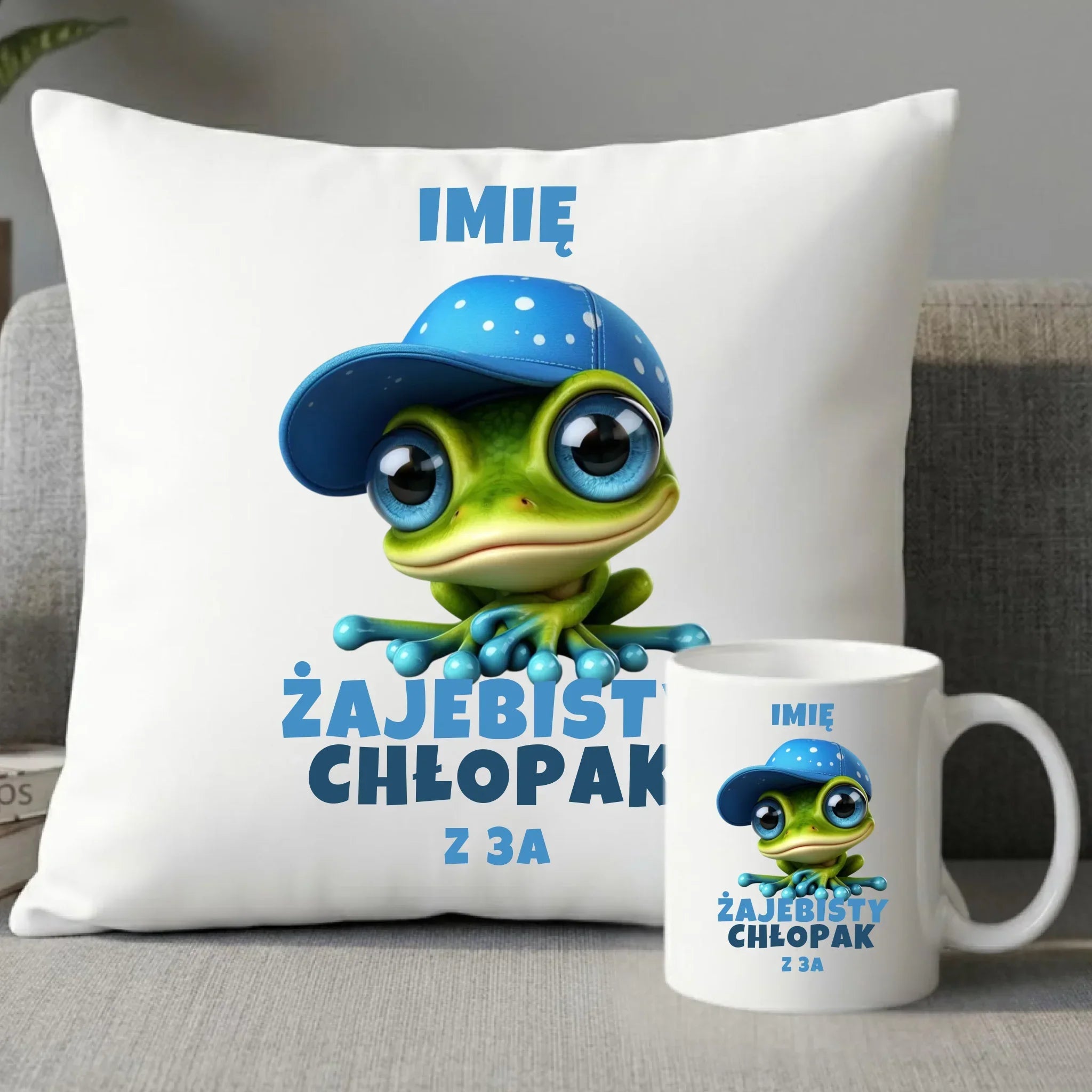 Zestaw poduszka i kubek - Żajebisty Chłopak - personalizowany DCH01 - StoryCups.pl