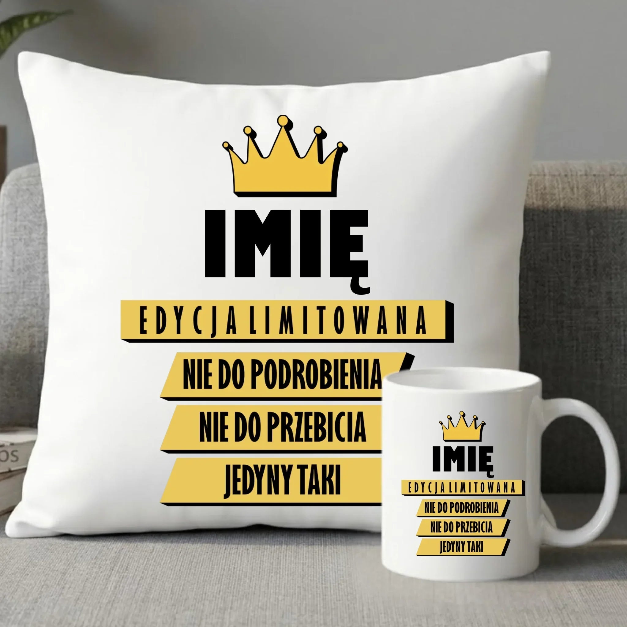 Zestaw poduszka i kubek - Edycja Limitowana prezent dla niego - personalizowany DCH03 - StoryCups.pl