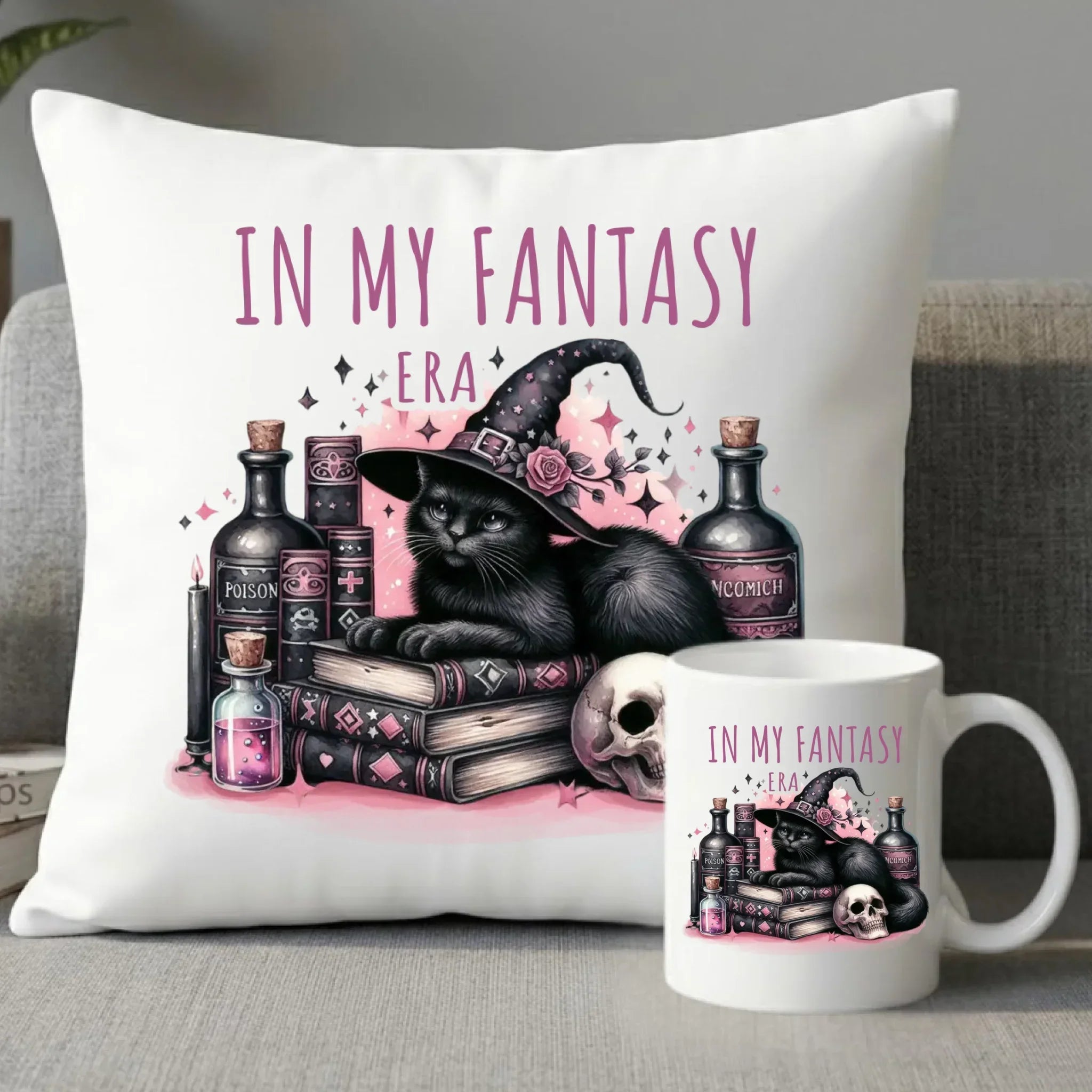 Zestaw poduszka i kubek na Halloween - In my fantasy era HL04 - StoryCups.pl