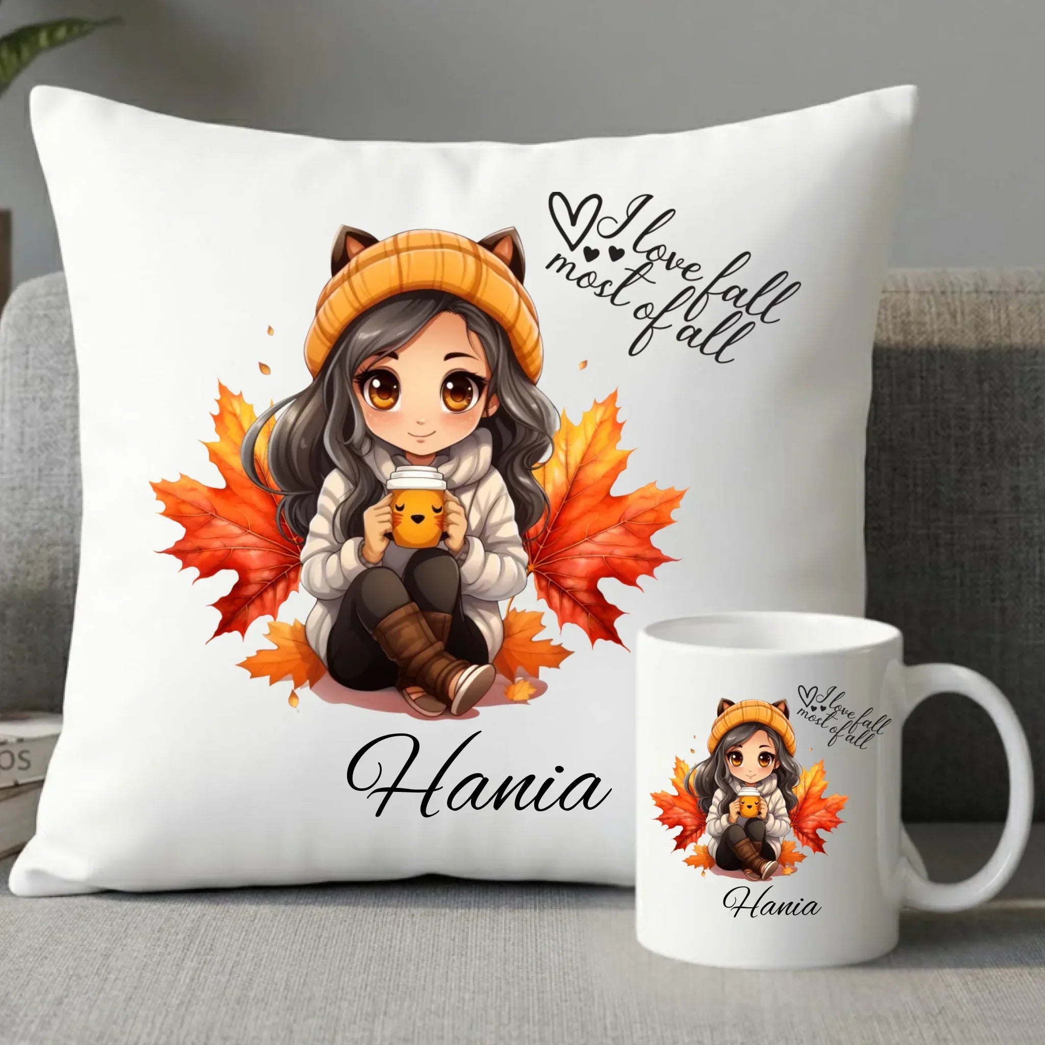 Zestaw poduszka i kubek jesieniara - Anime - personalizowany JS06 - StoryCups.pl