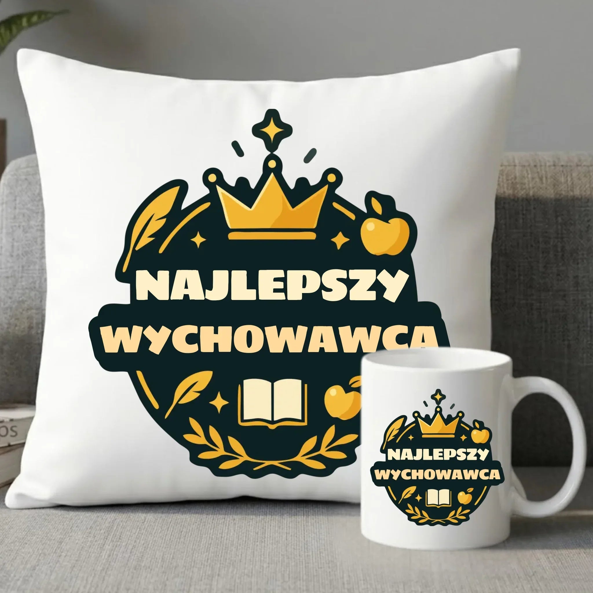 Najlepszy wychowawca | Zestaw poduszka i kubek prezent dla wychowawcy N42 - StoryCups.pl