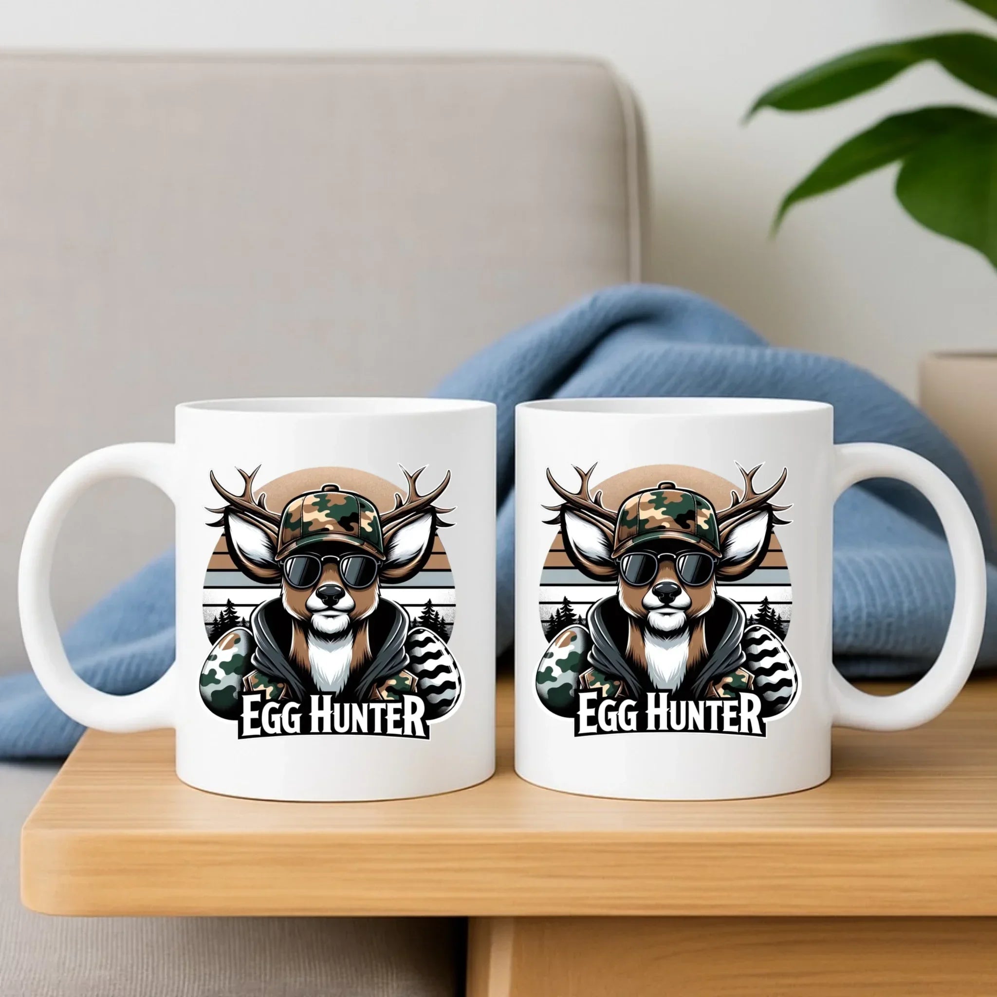 Zestaw poduszka i kubek wielkanocny - Jeleń Survival Egg hunter WN19 - StoryCups.pl