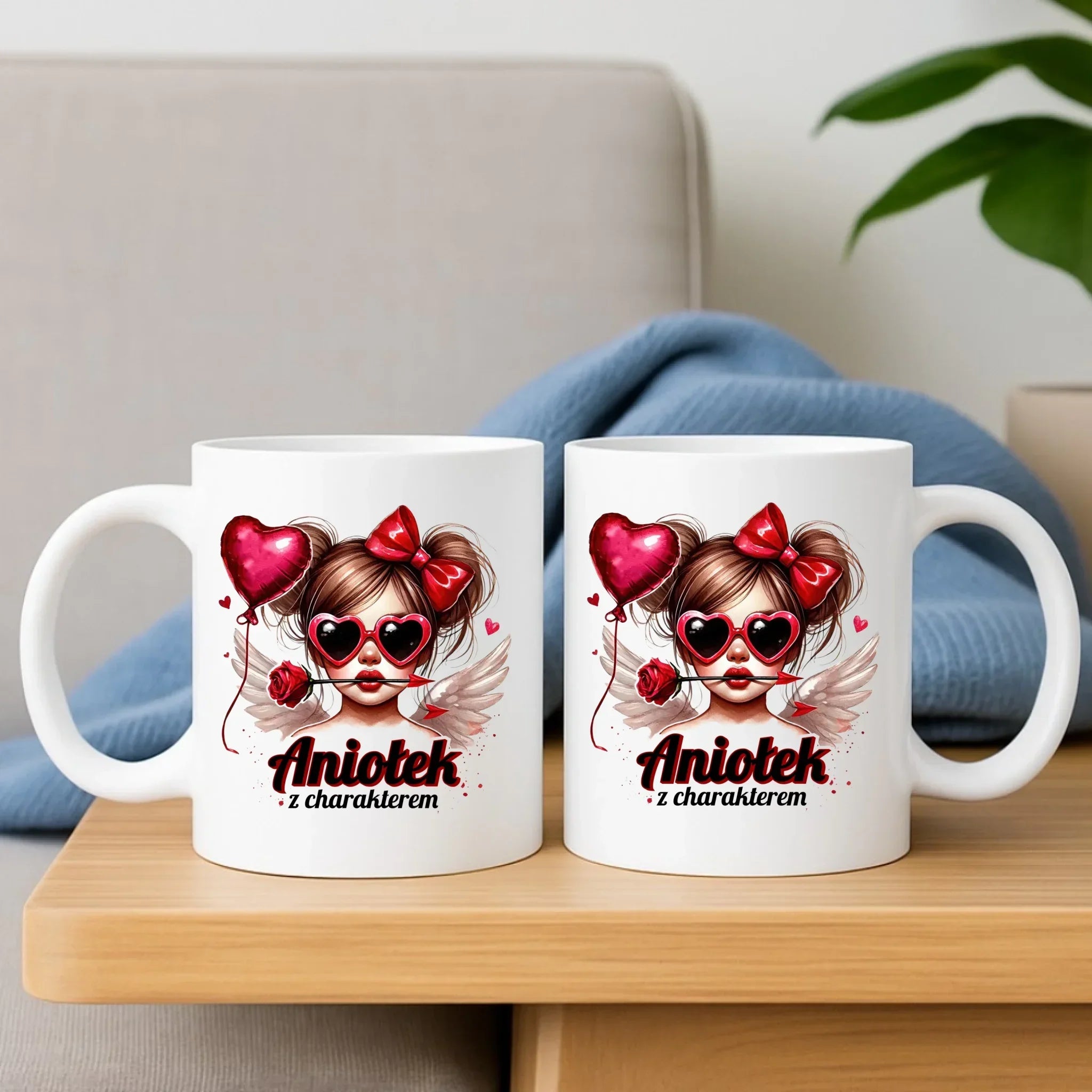Zestaw poduszka i kubek - Aniołek z charakterem W58 - StoryCups.pl