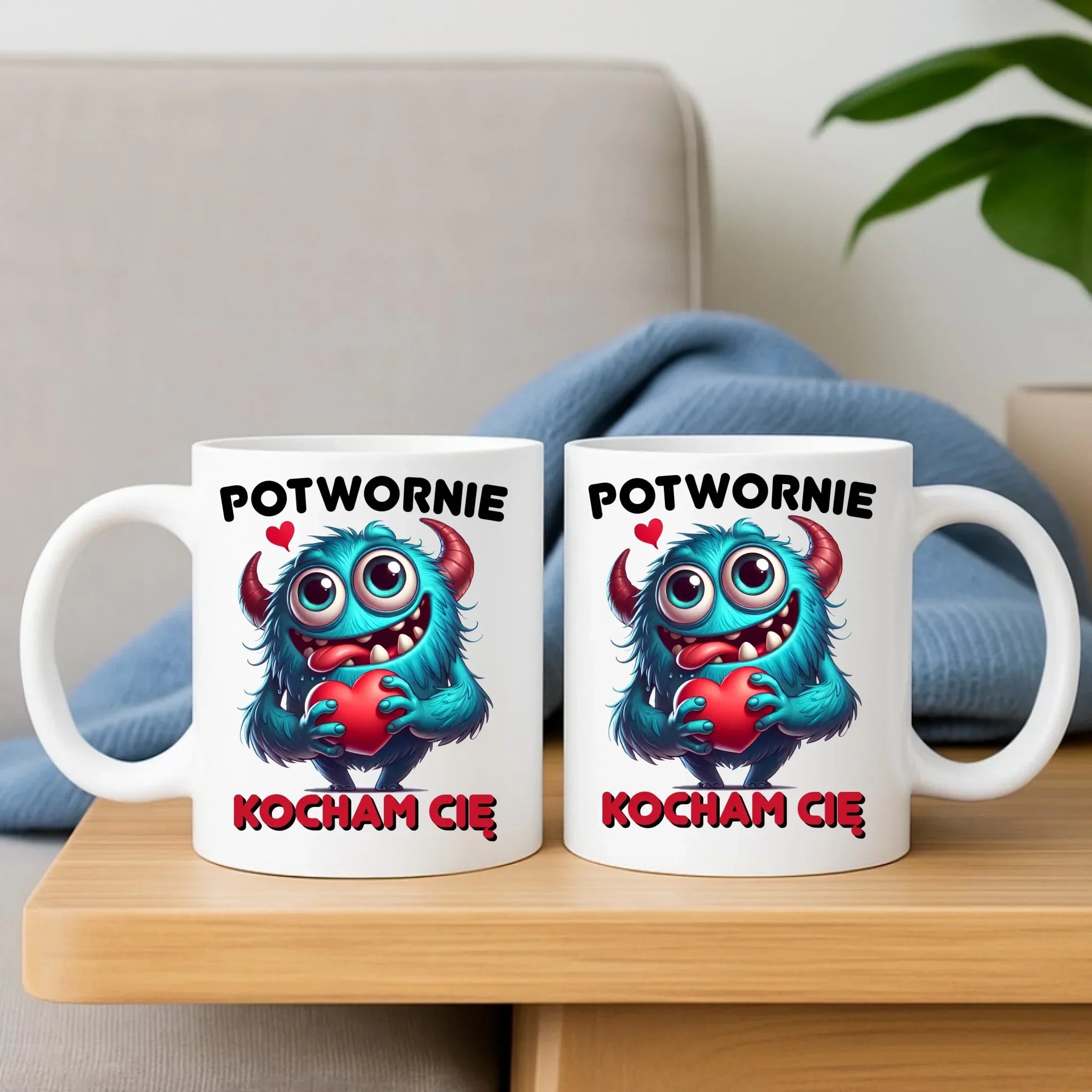 Zestaw poduszka i kubek dla par - Potwornie Kocham Cię W45 - StoryCups.pl