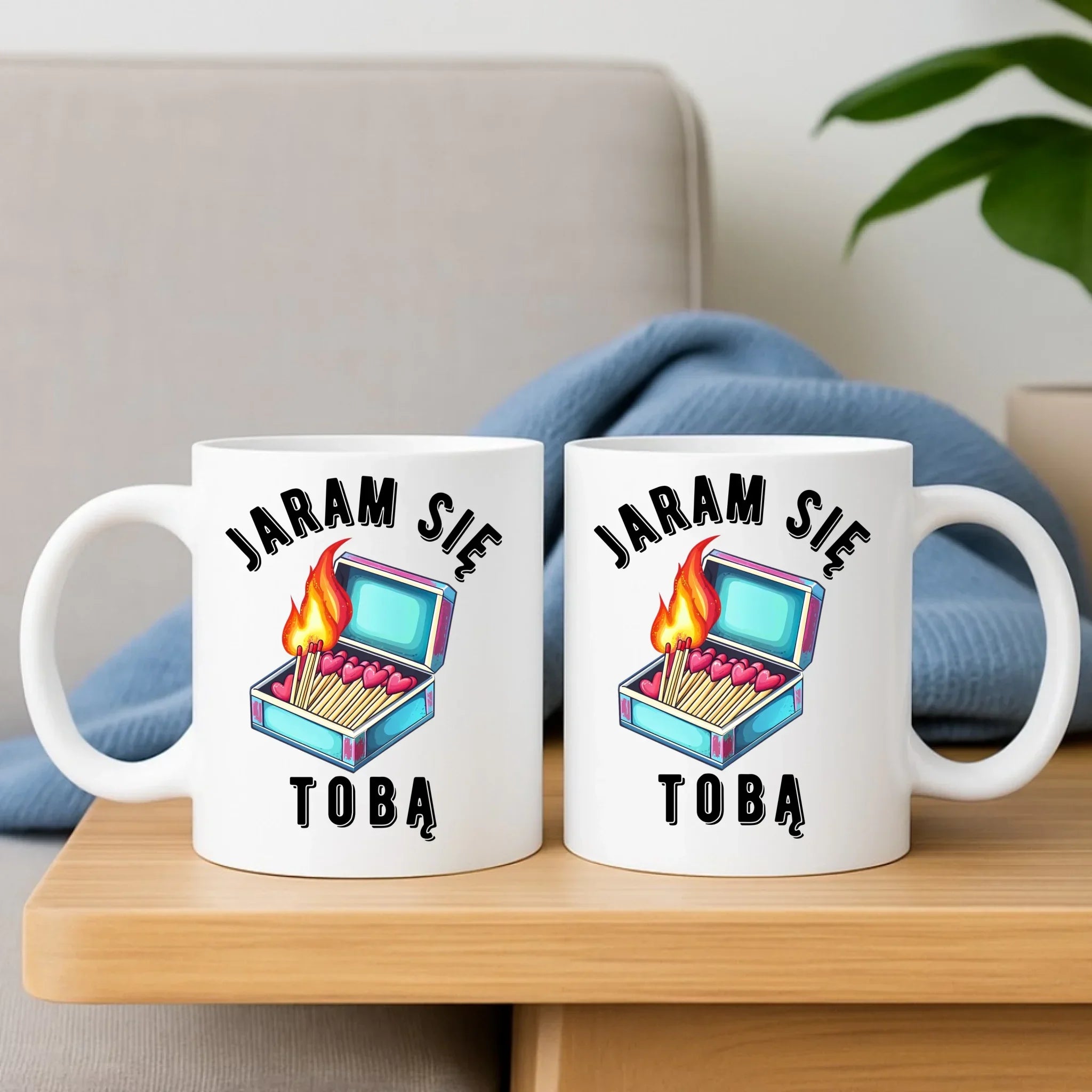 Zestaw poduszka i kubek dla zakochanych - Jaram się Tobą W39 - StoryCups.pl