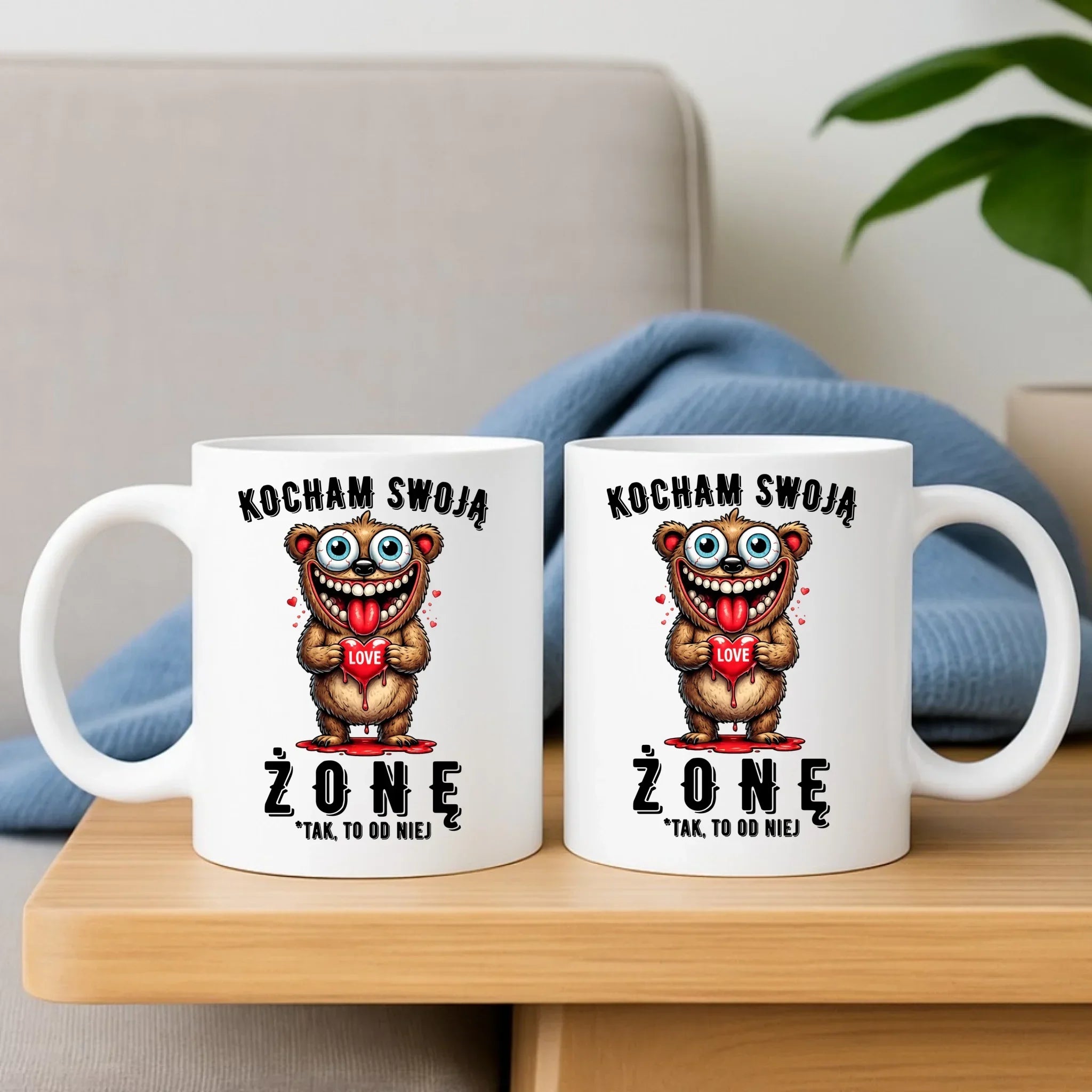 Zestaw poduszka i kubek dla męża - Kocham swoją żonę W23 - StoryCups.pl