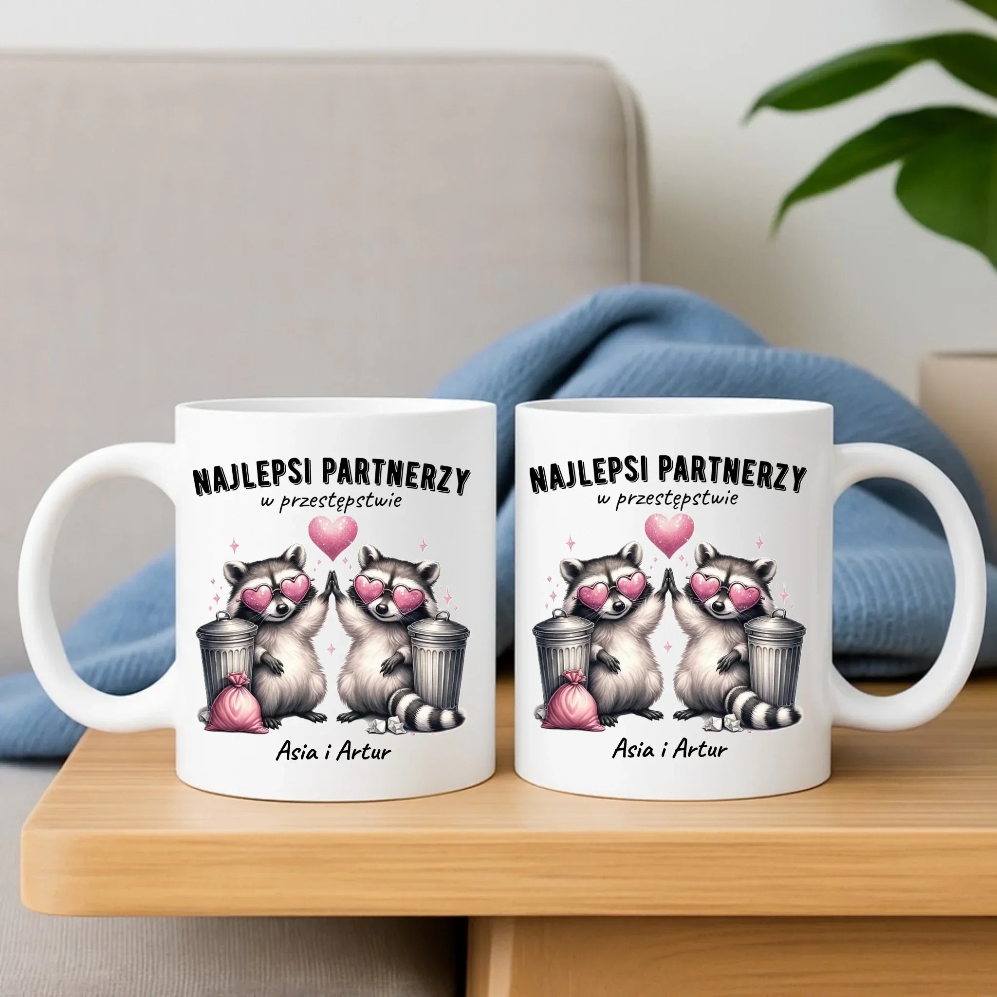 Zestaw poduszka i kubek dla par - Najlepsi partnerzy w przestępstwie - personalizowany W27 - StoryCups.pl